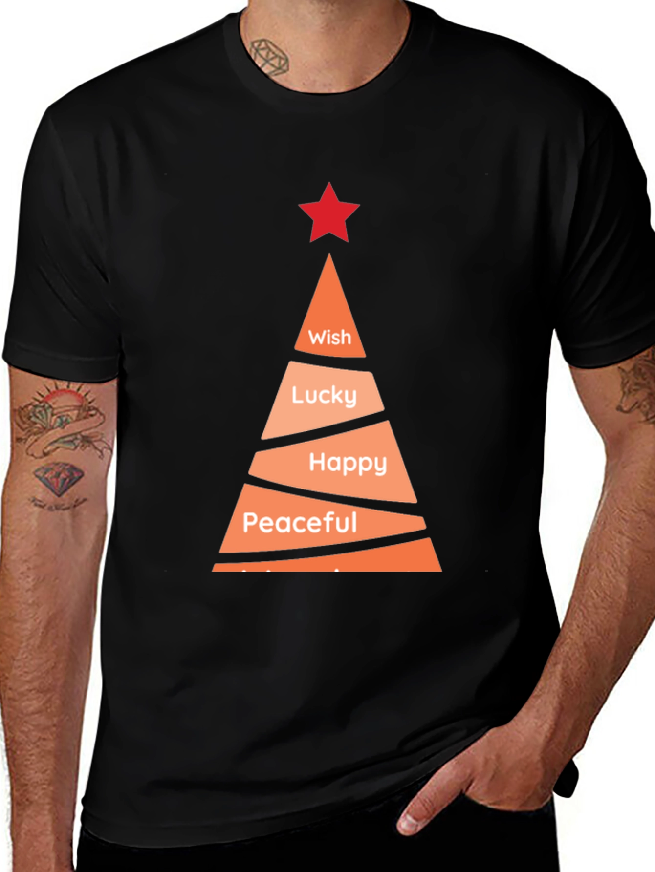 Festive Holiday Wishes T-Shirt - Christmas Tree Design