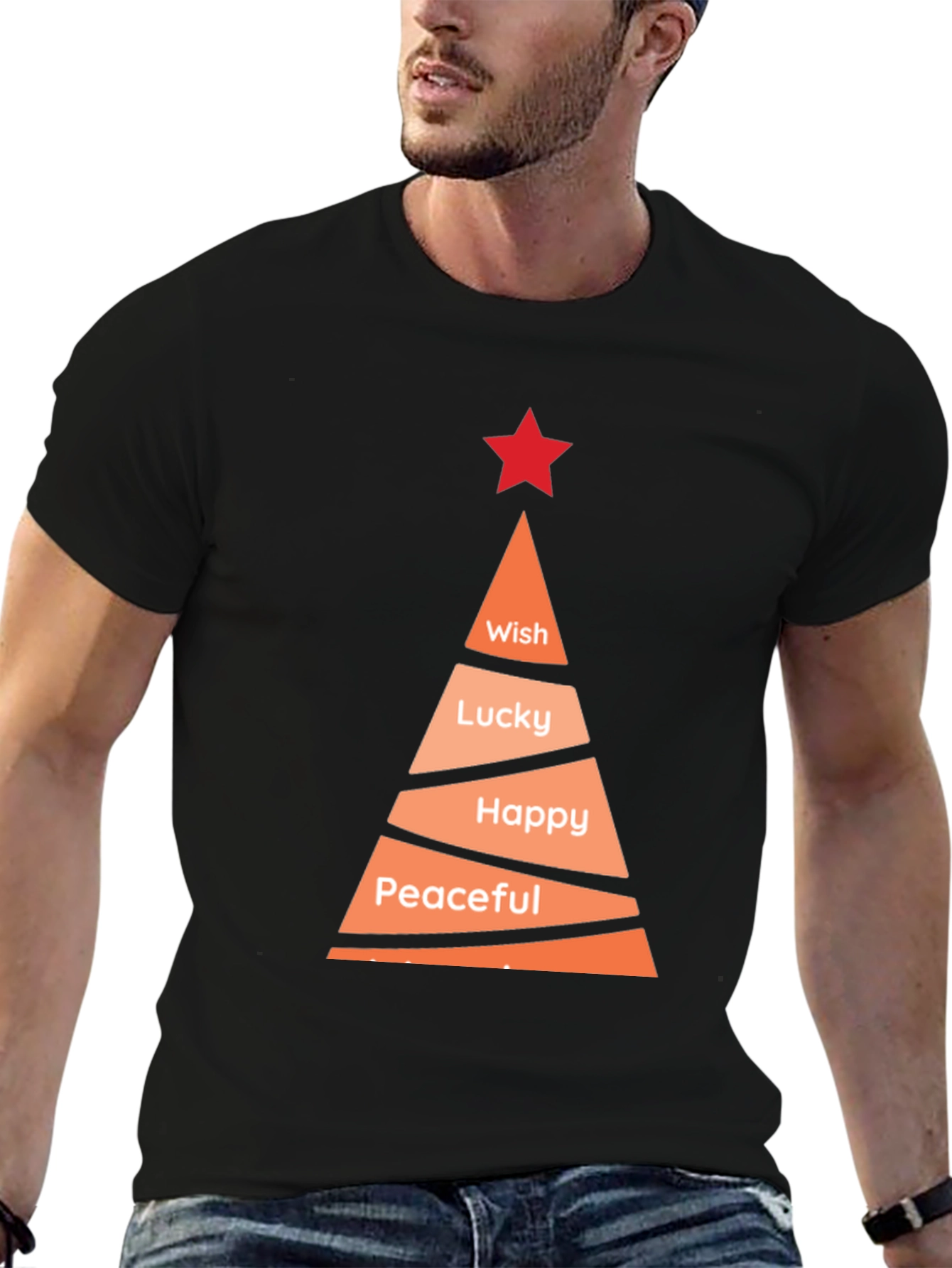 Festive Holiday Wishes T-Shirt - Christmas Tree Design