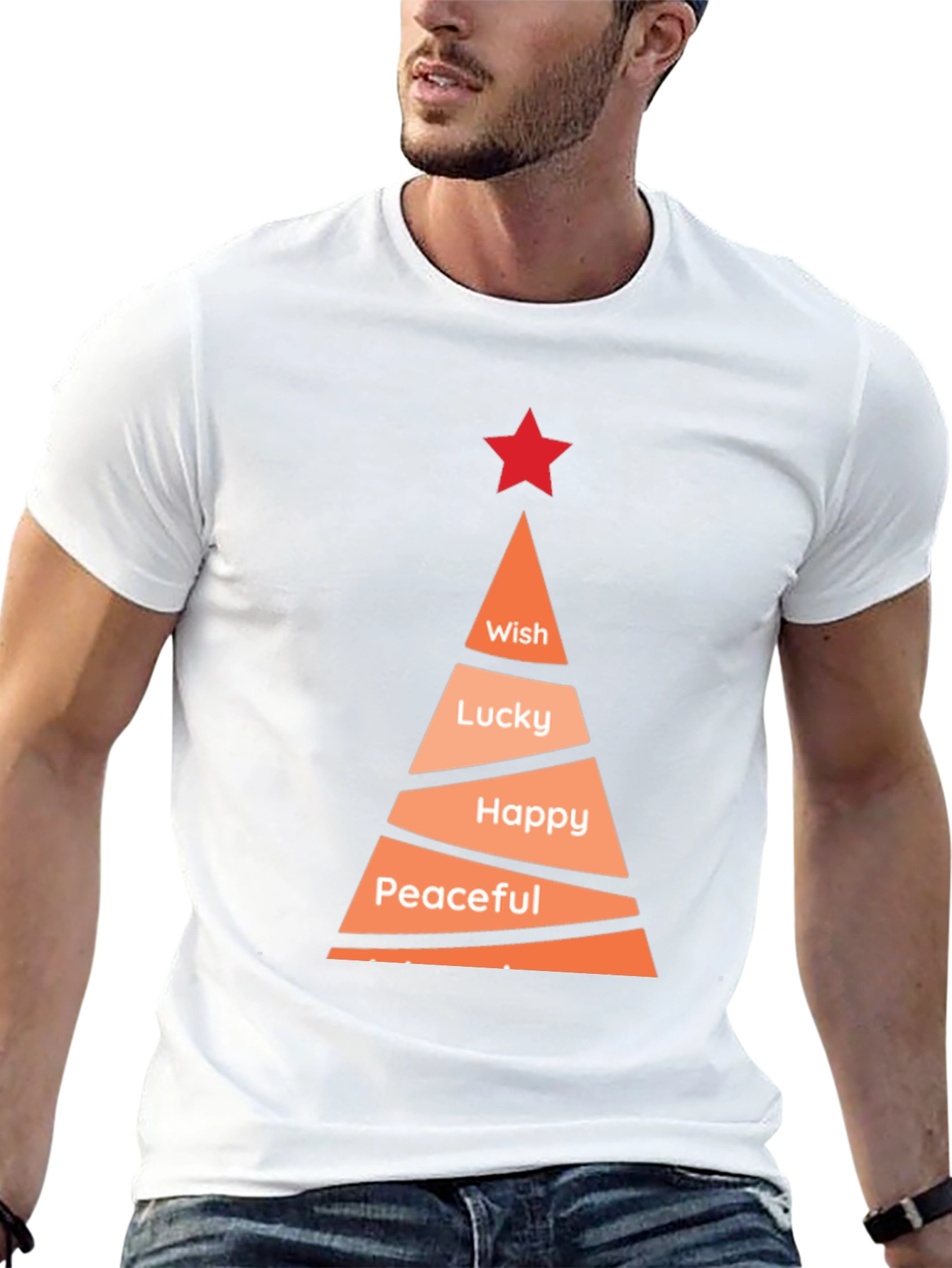 Festive Holiday Wishes T-Shirt - Christmas Tree Design