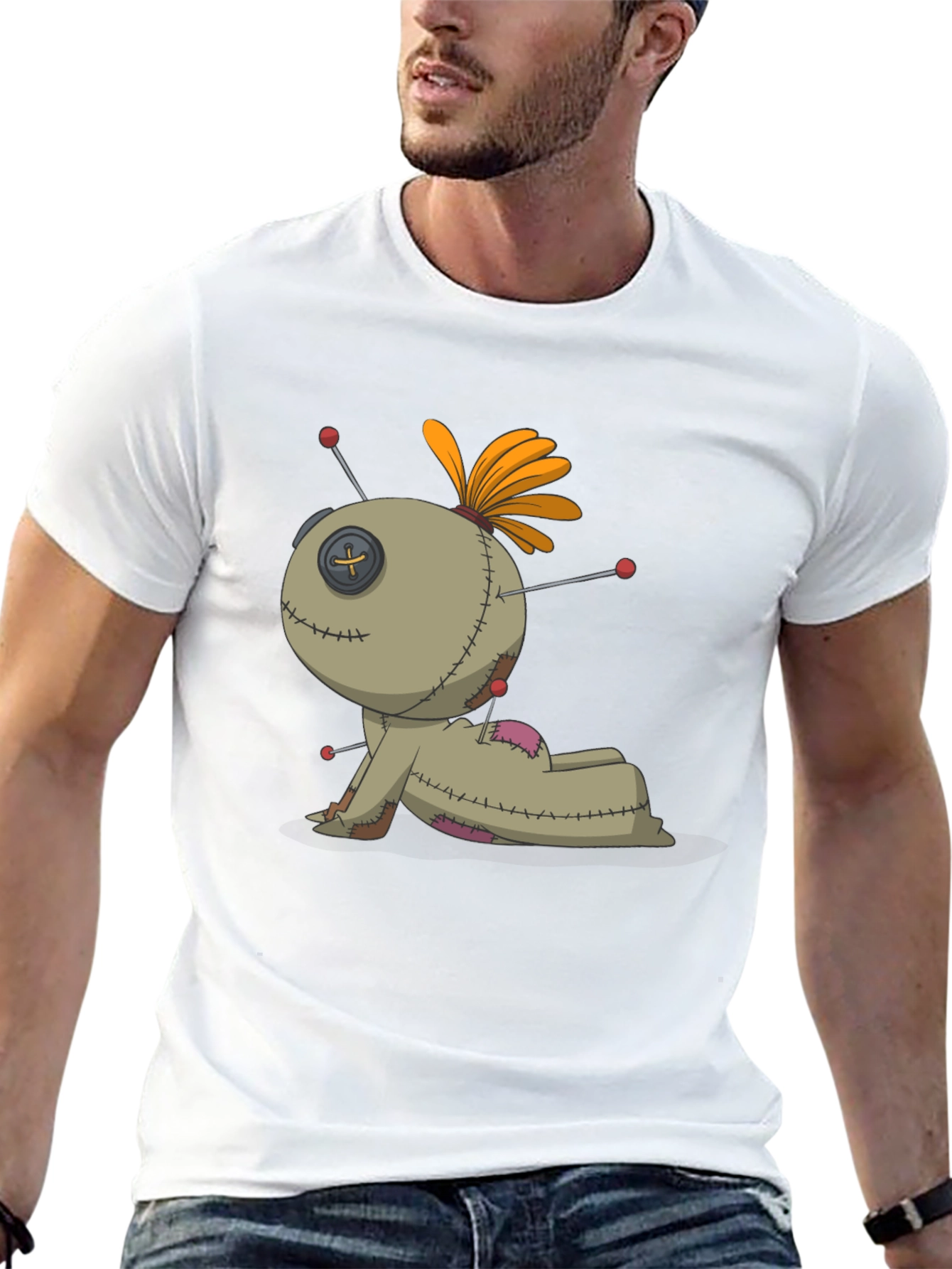 Voodoo Doll Graphic Tee - Black Cotton Blend