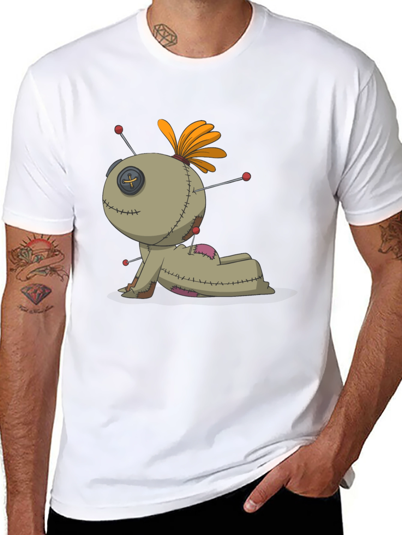 Voodoo Doll Graphic Tee - Black Cotton Blend