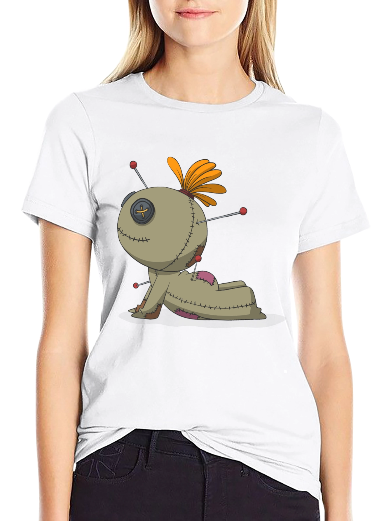 Voodoo Doll Graphic Tee - Black Cotton Blend