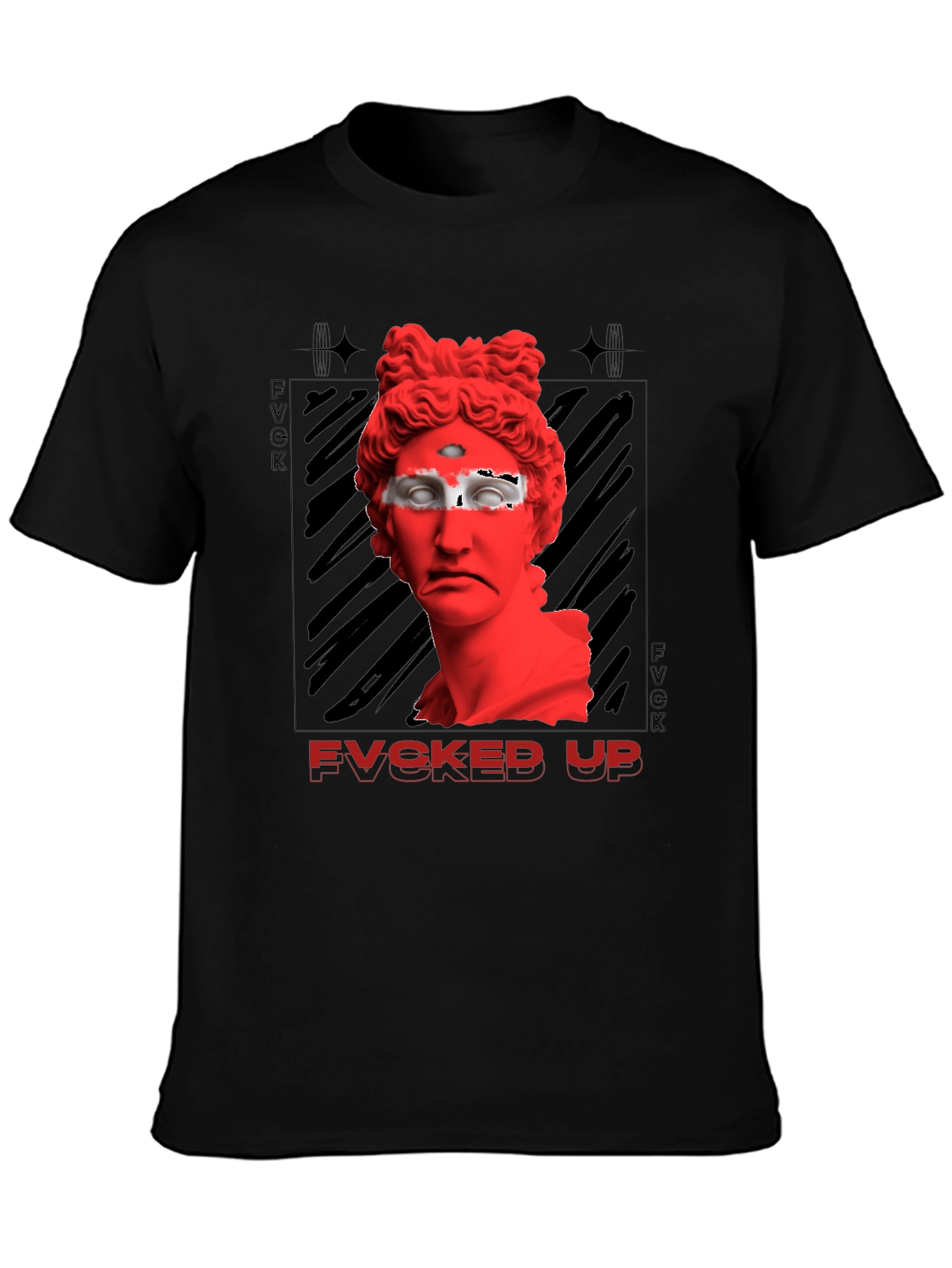 Fvcked Up Graphic Tee - Red Statue Design