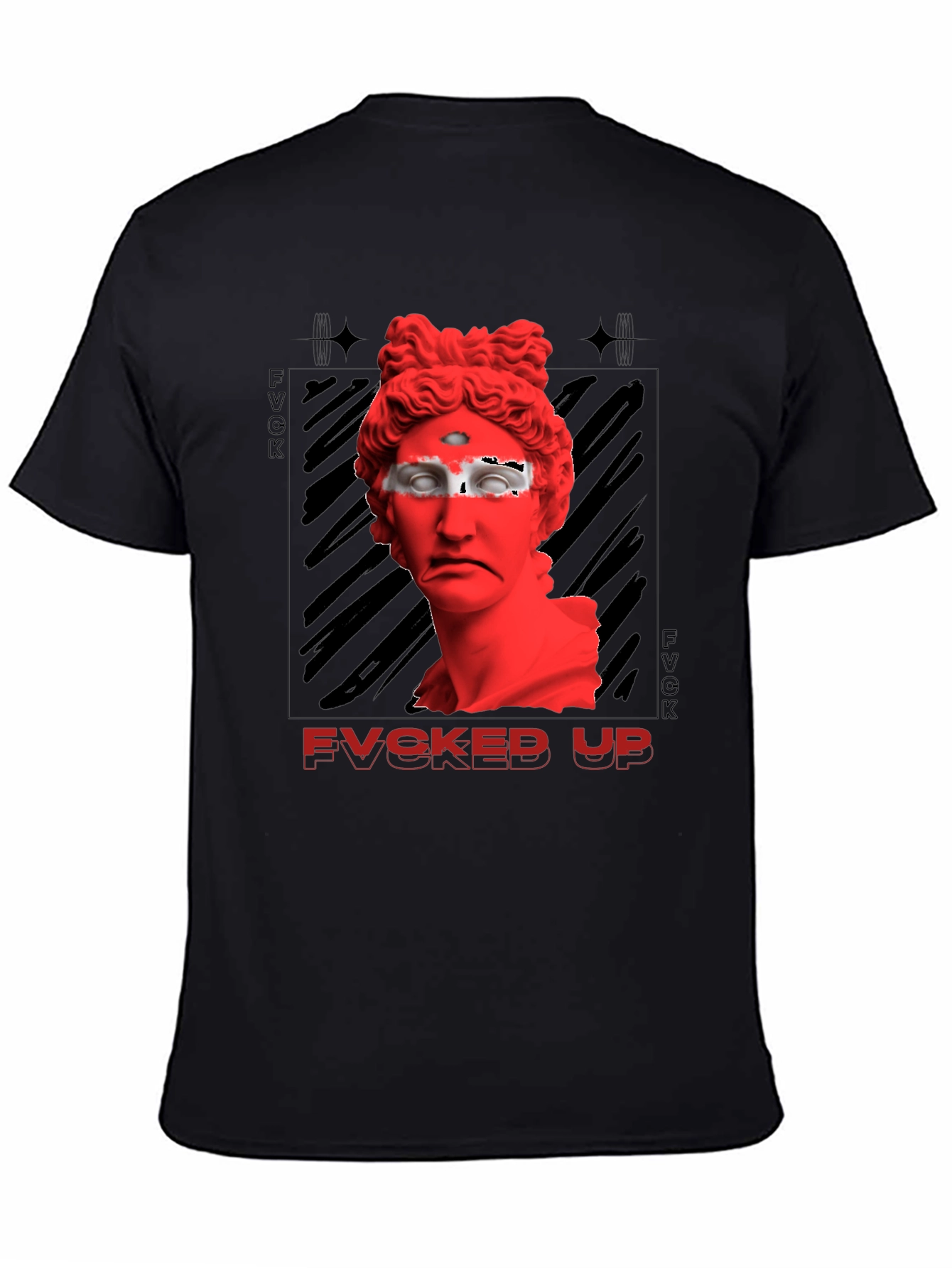 Fvcked Up Graphic Tee - Red Statue Design
