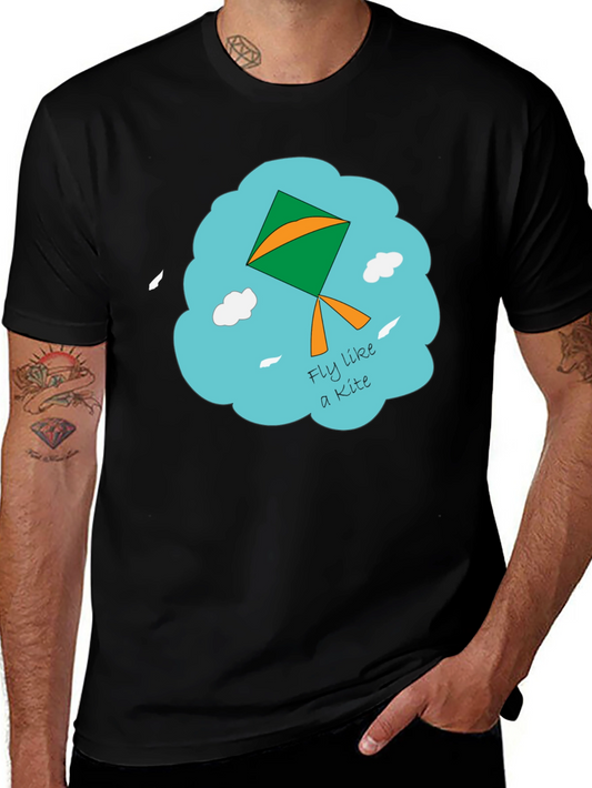 Fly Like a Kite Graphic Tee - Black Cotton T-Shirt