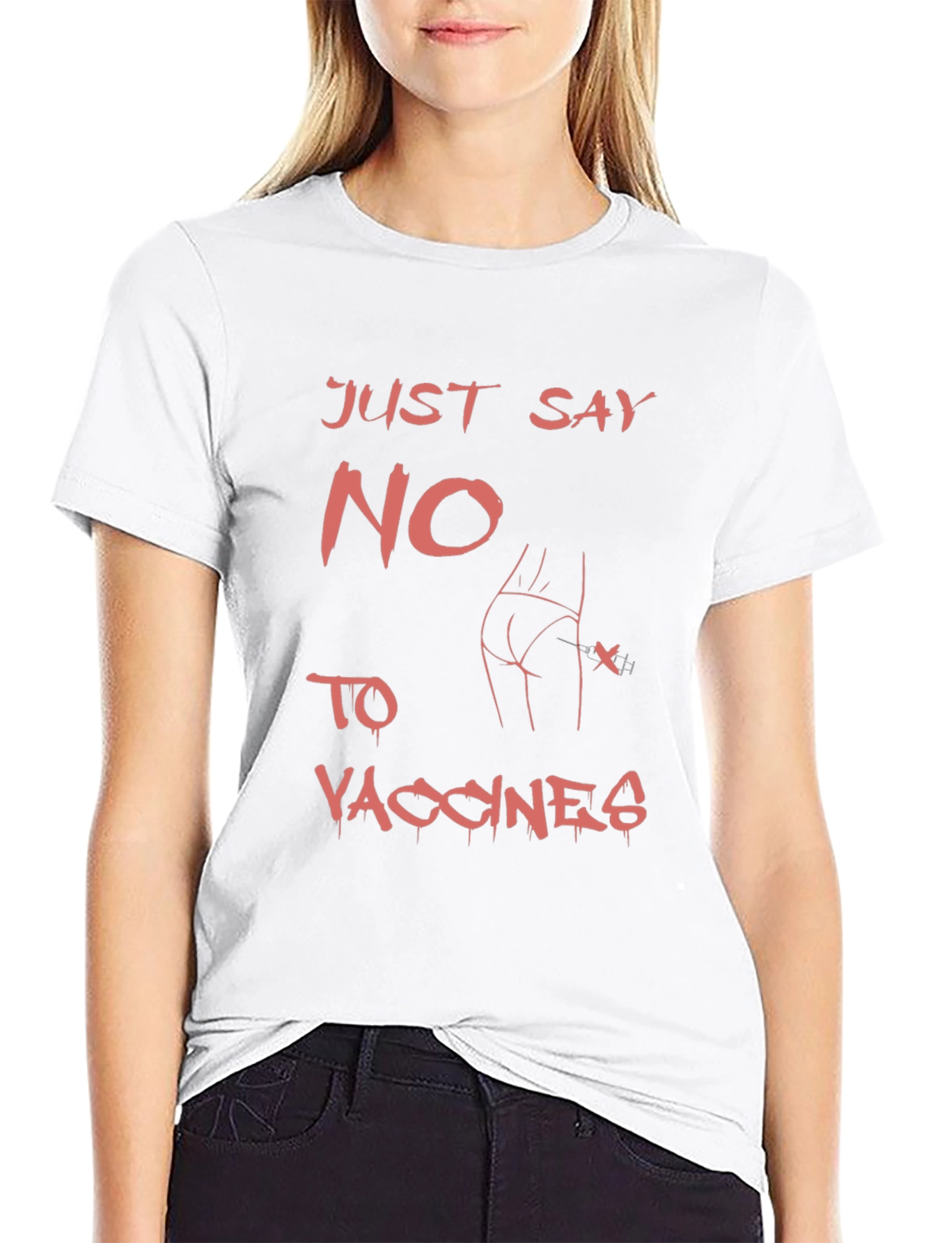 Edgy Just Say No to Vaccines Graphic Tee