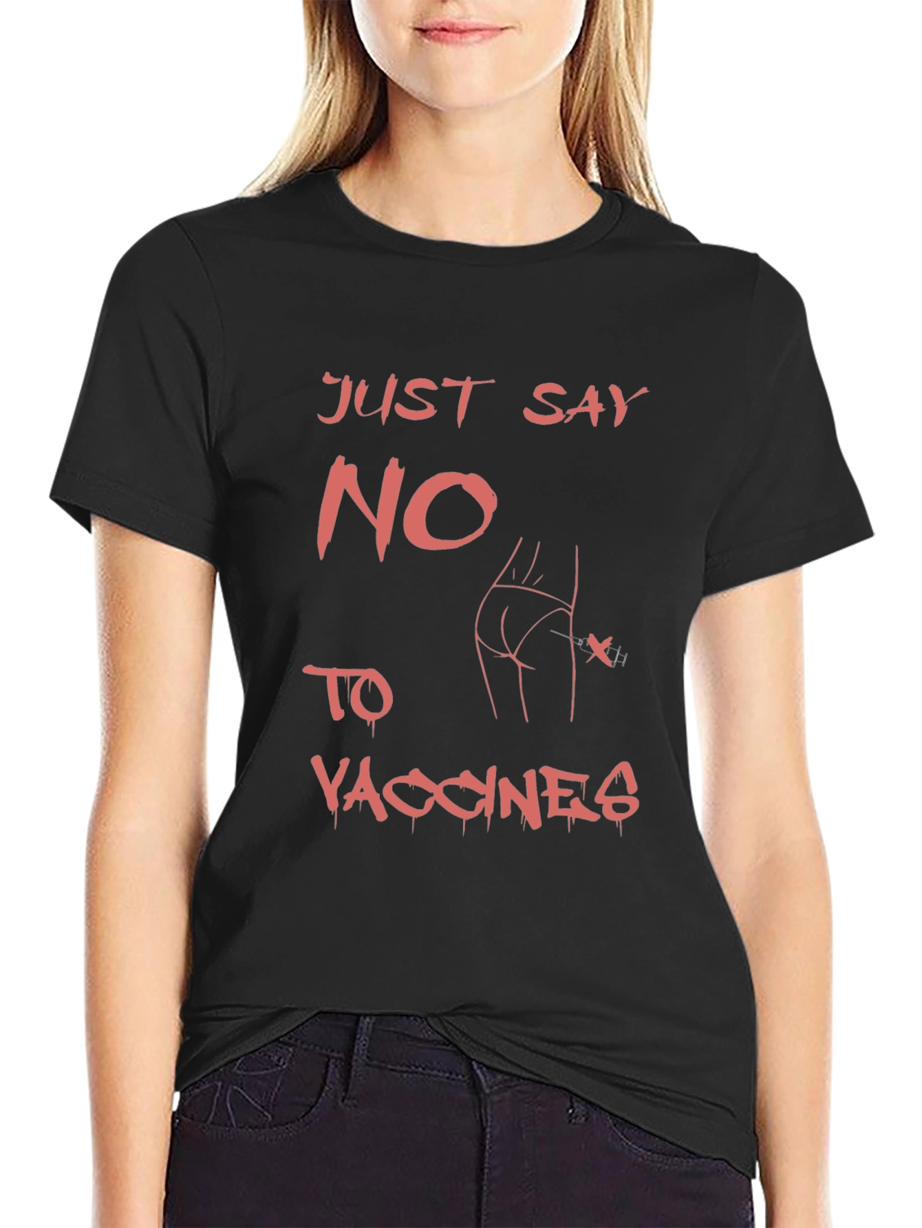 Edgy Just Say No to Vaccines Graphic Tee