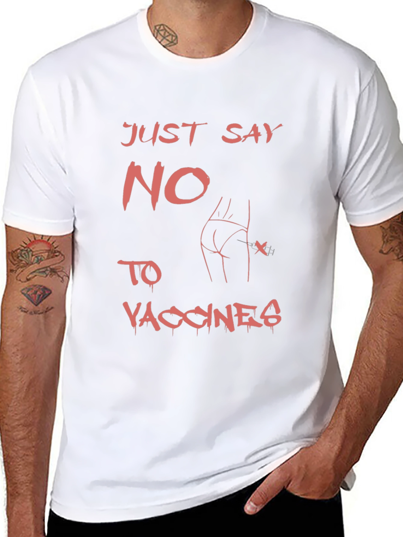 Edgy Just Say No to Vaccines Graphic Tee