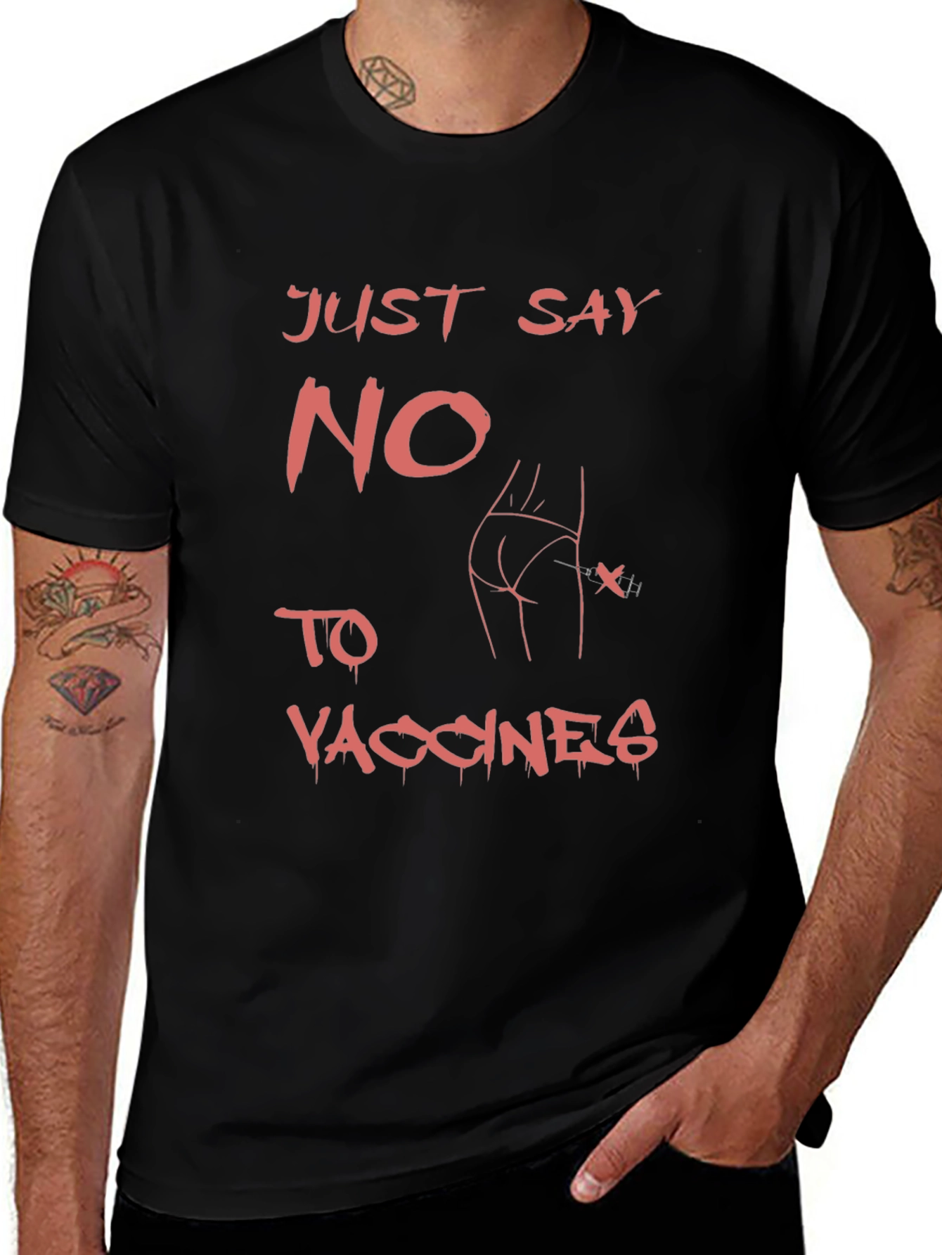 Edgy Just Say No to Vaccines Graphic Tee