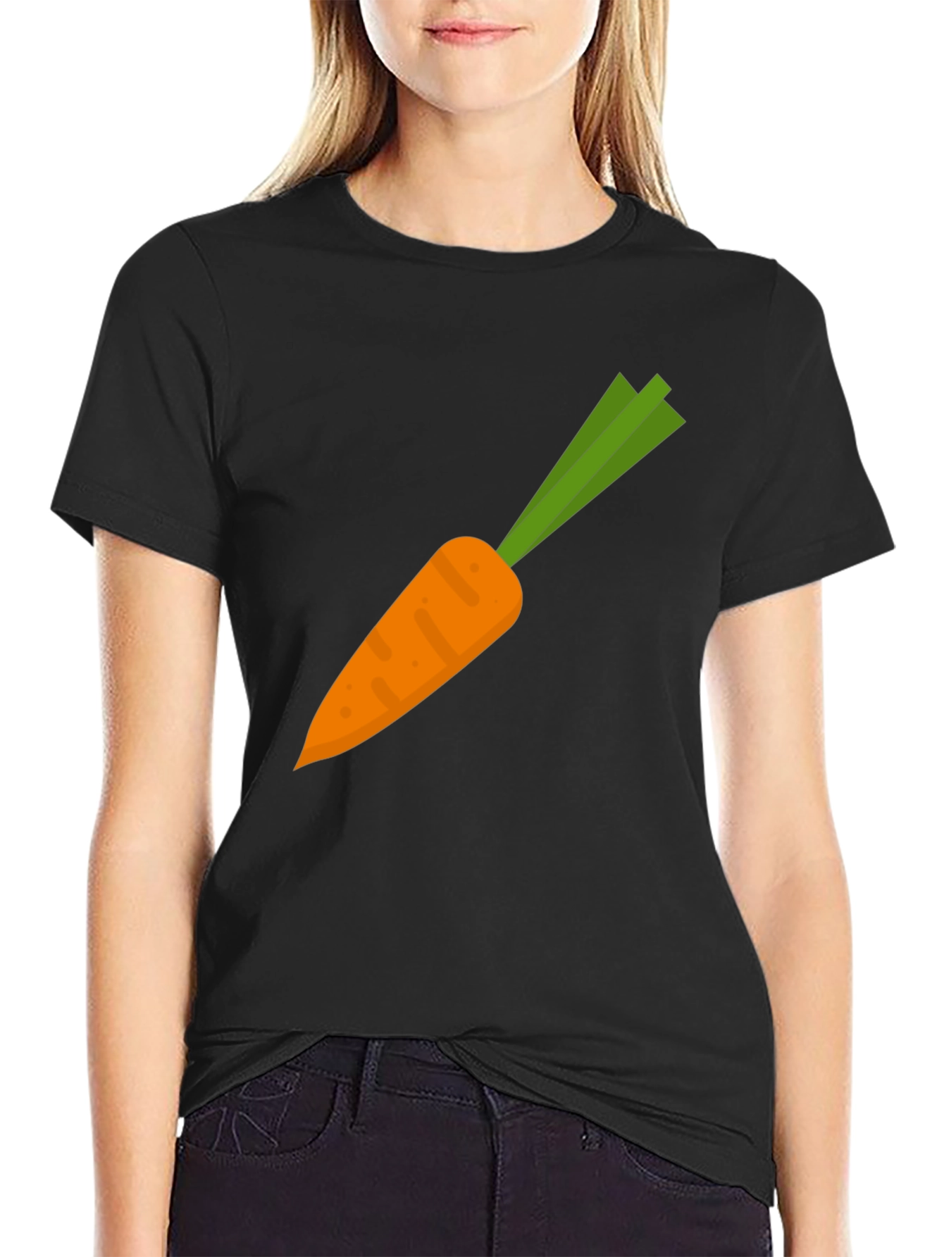 Carrot Graphic Tee - Black Cotton Casual Shirt