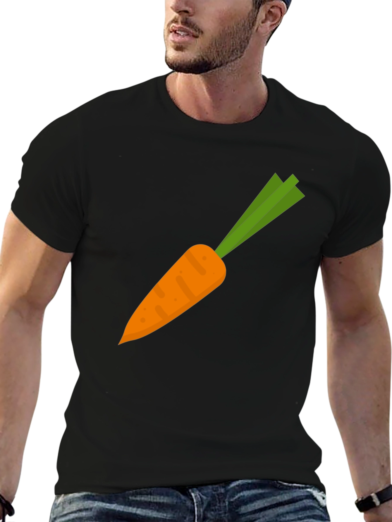 Carrot Graphic Tee - Black Cotton Casual Shirt