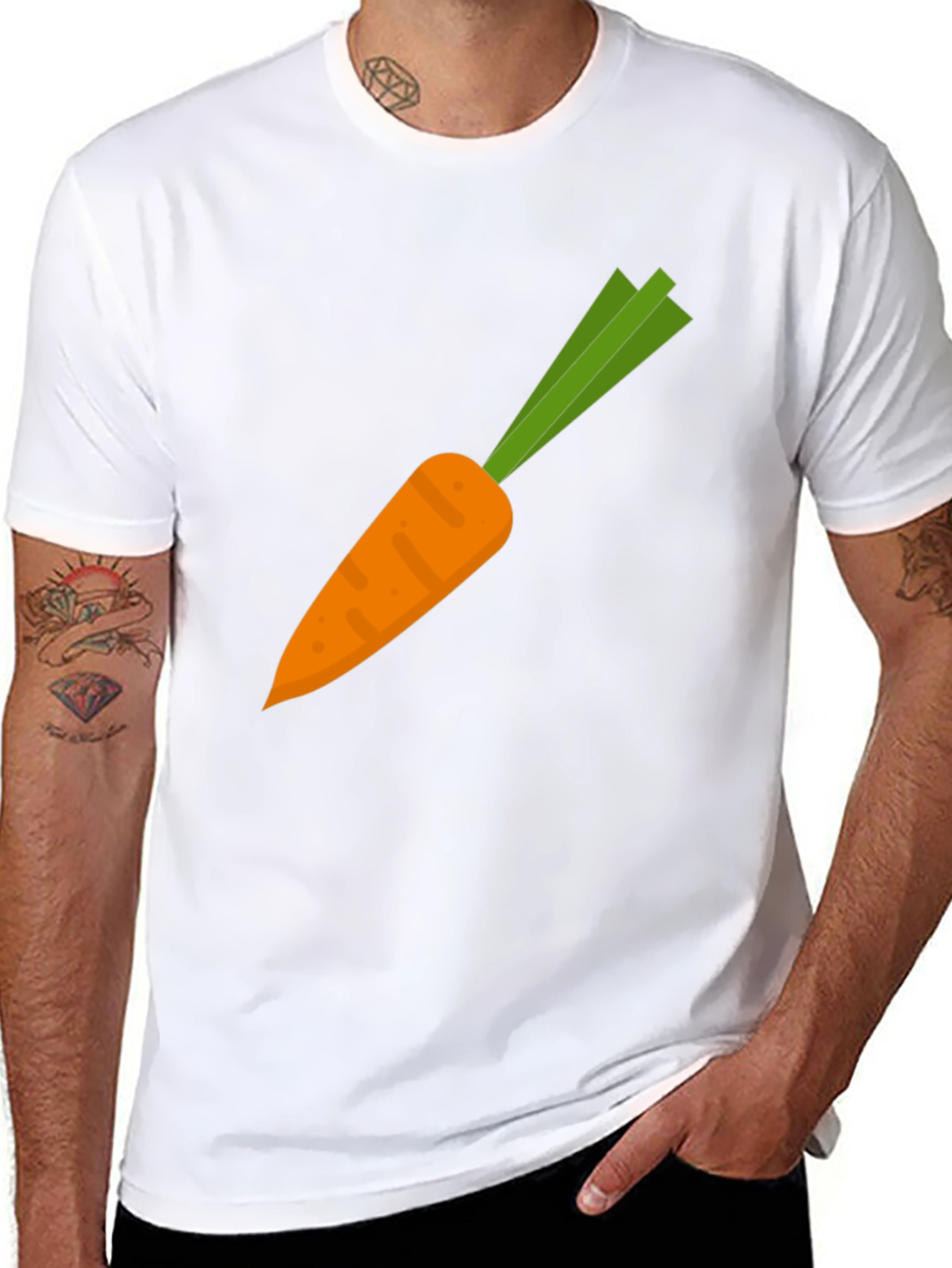 Carrot Graphic Tee - Black Cotton Casual Shirt