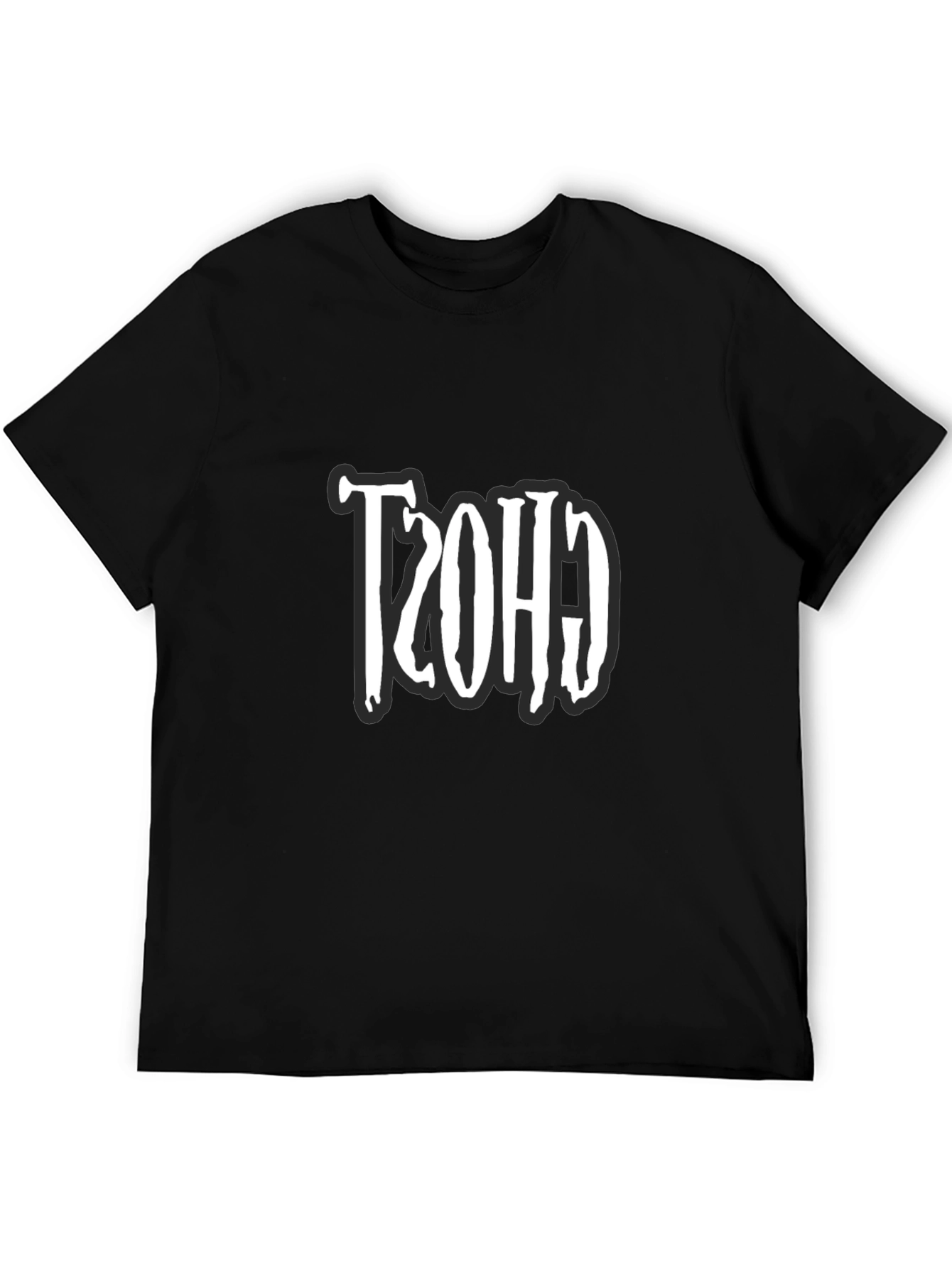 Retro Ghost Design Black T-Shirt