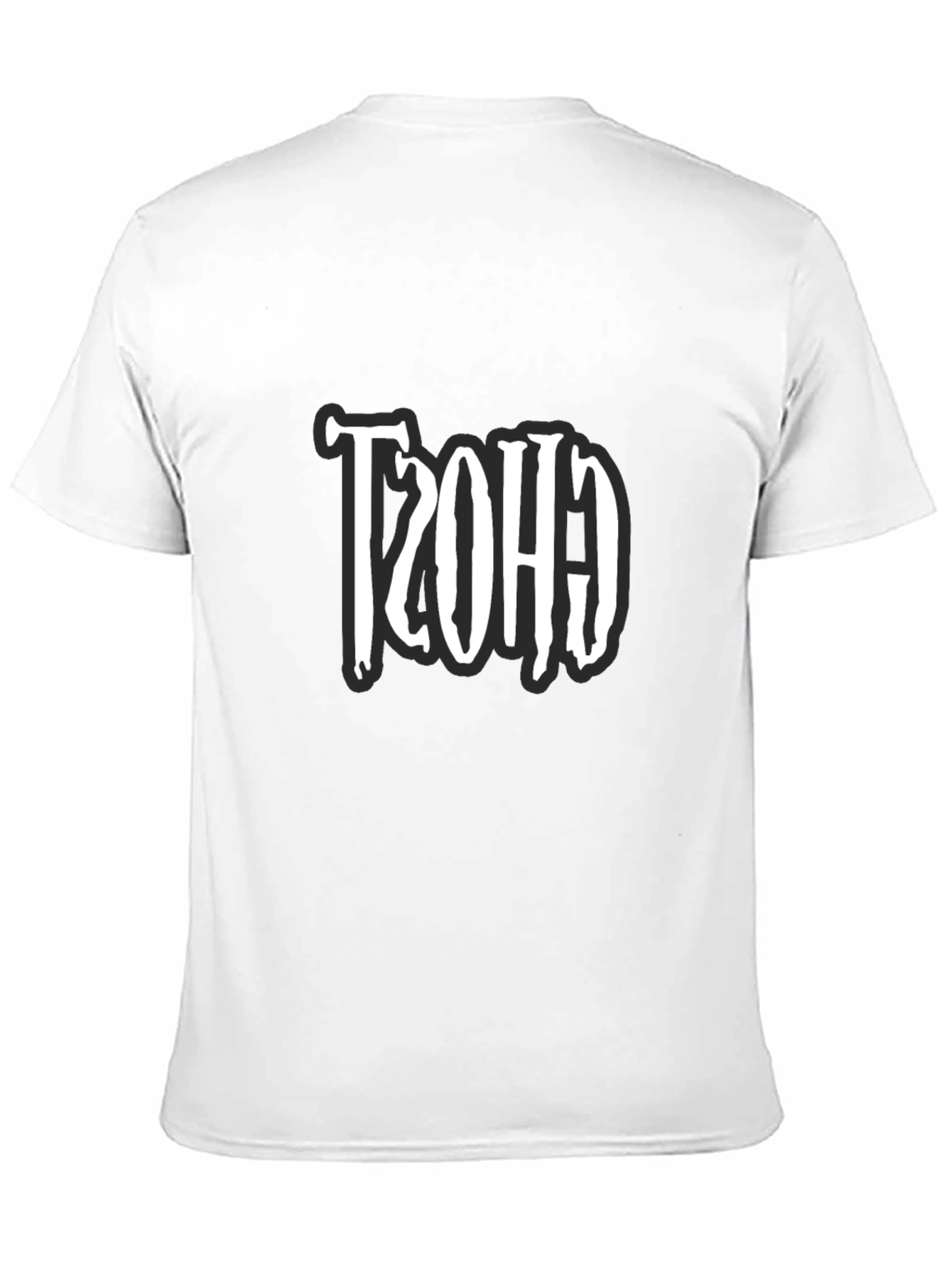 Retro Ghost Design Black T-Shirt
