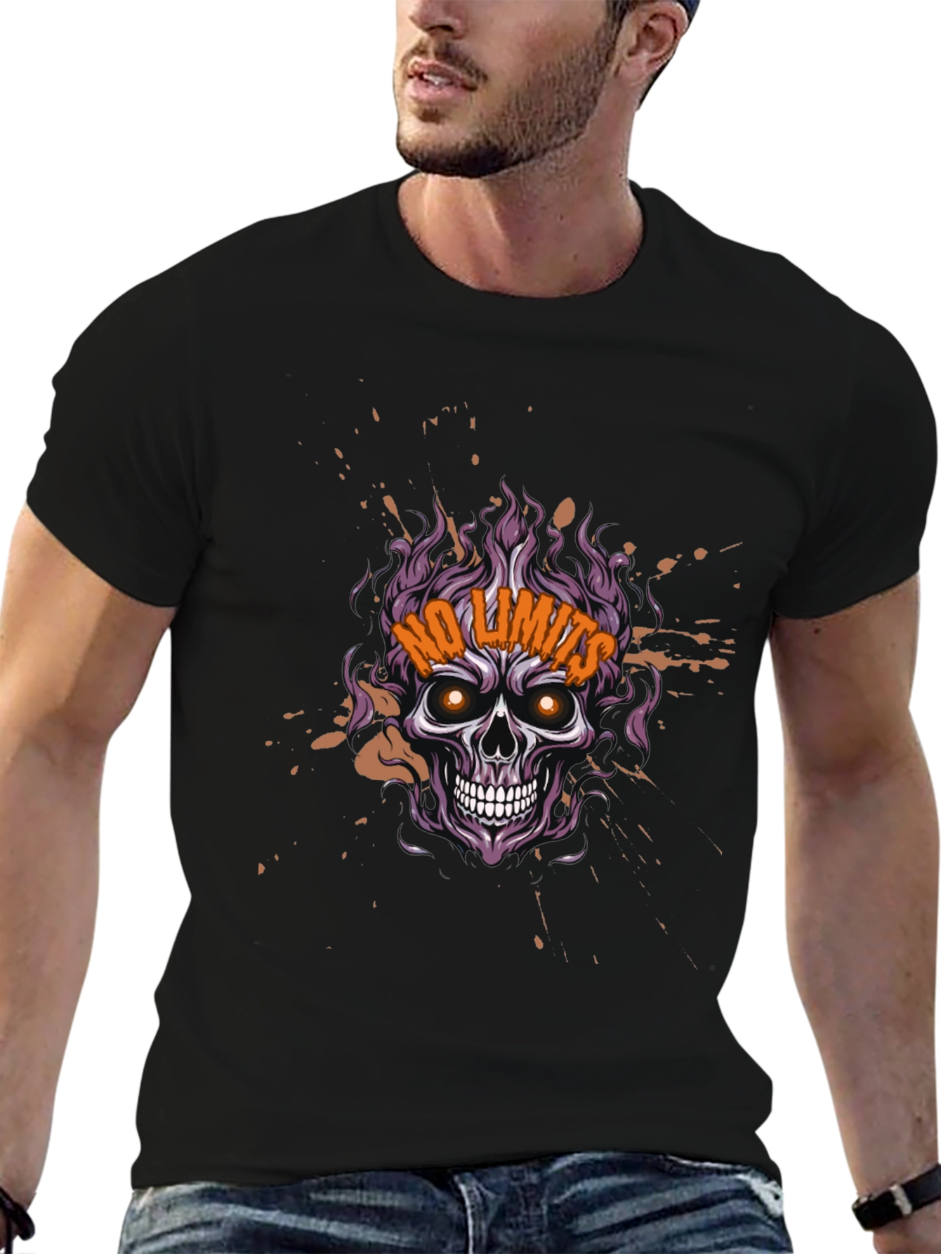 Skull No Limits Graphic Tee - Mens Black T-Shirt