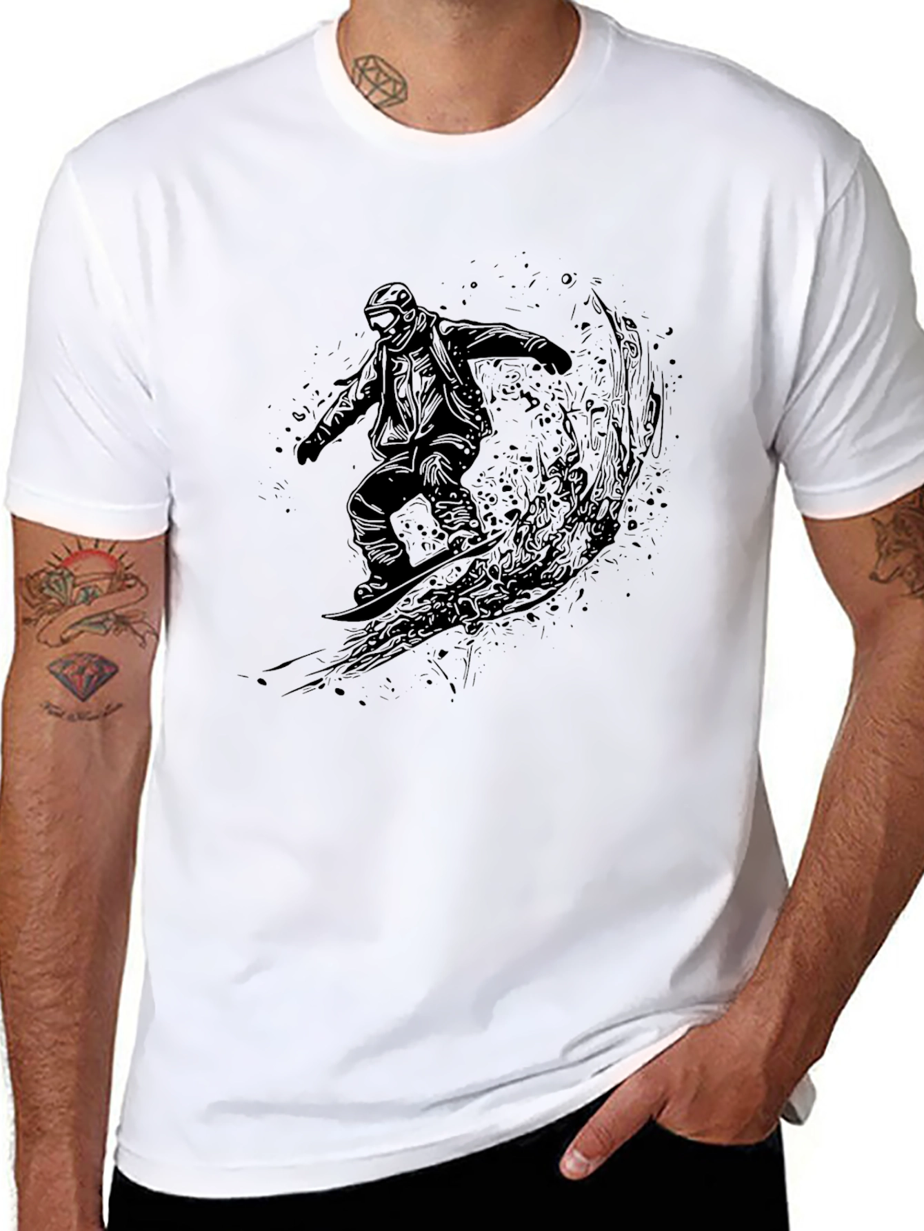 Snowboarder Graphic Black T-Shirt