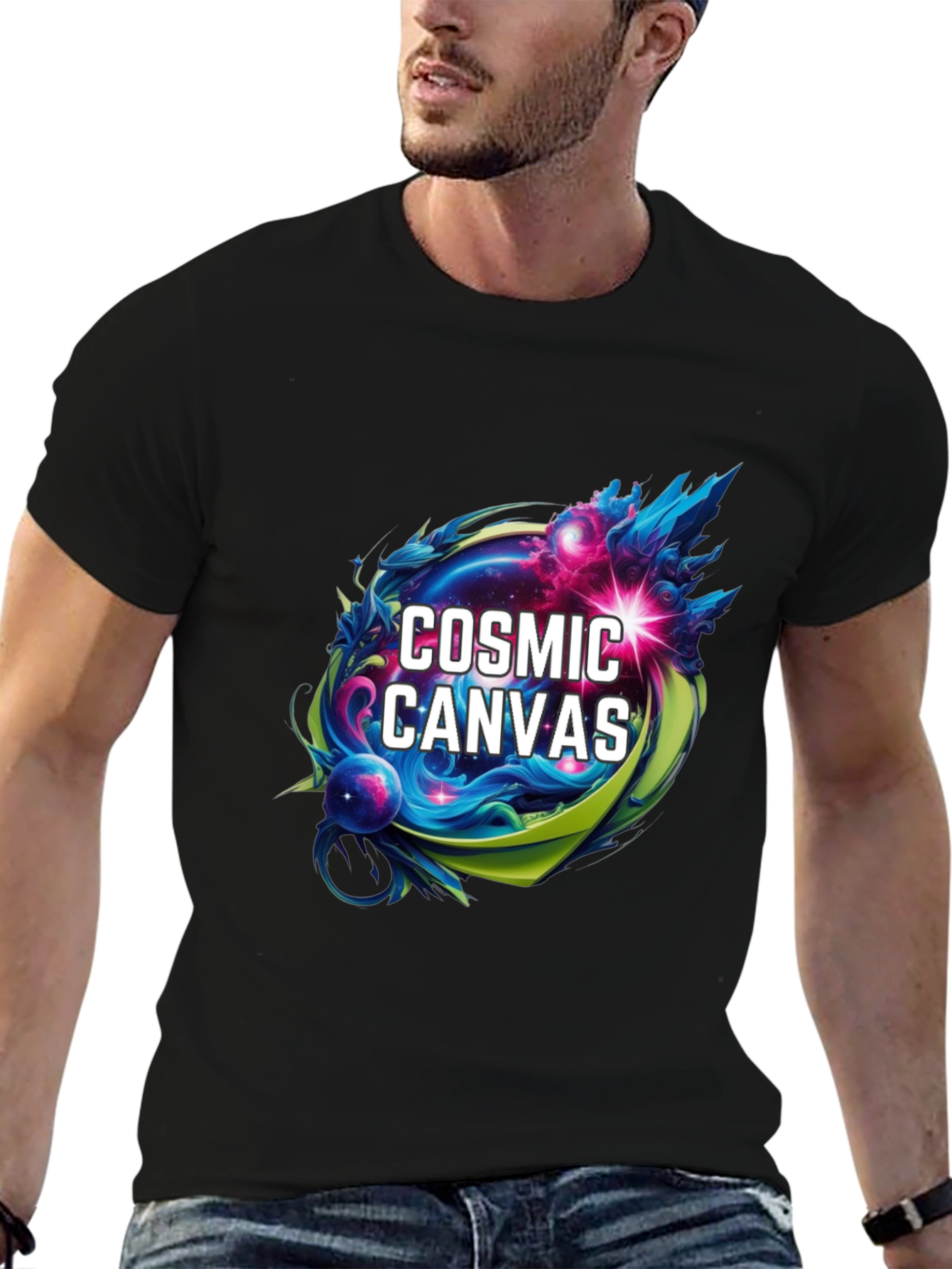Cosmic Canvas Graphic T-Shirt - Artistic Design