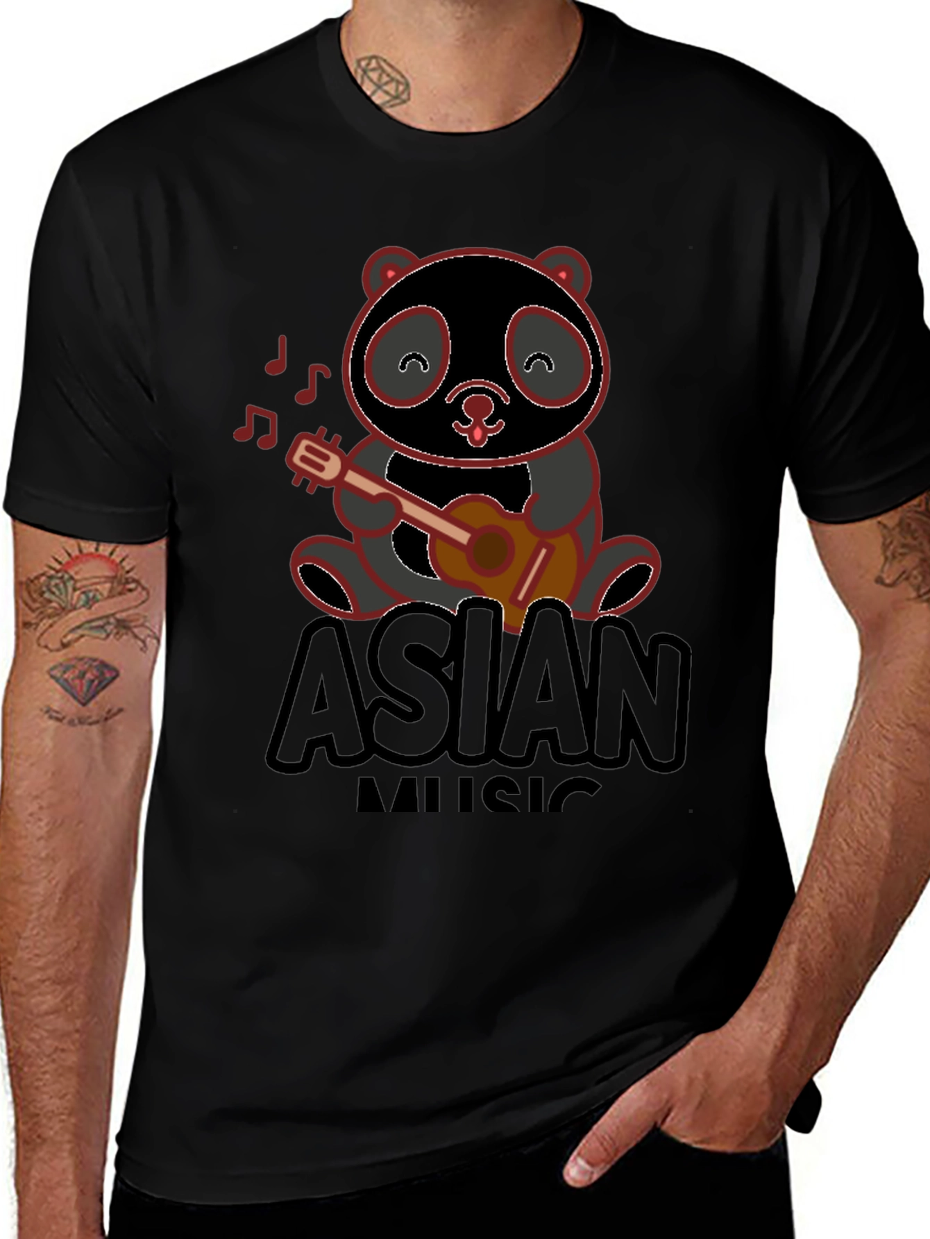 Asian Music Panda T-Shirt - Cute Panda Design