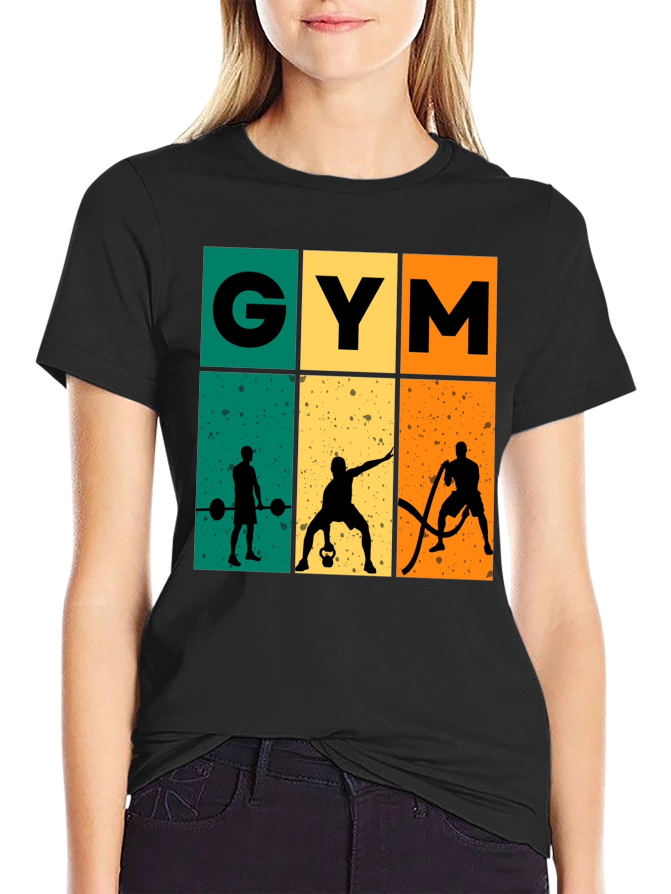 Retro Gym Workout T-Shirt - Black