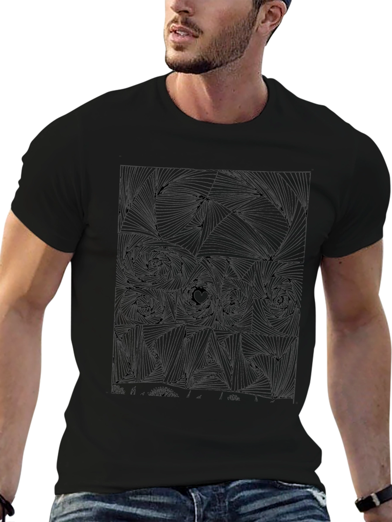 Abstract Rose Graphic Tee - Black Cotton T-Shirt