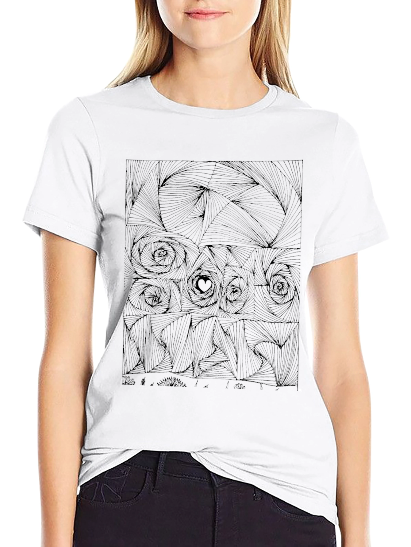 Abstract Rose Graphic Tee - Black Cotton T-Shirt