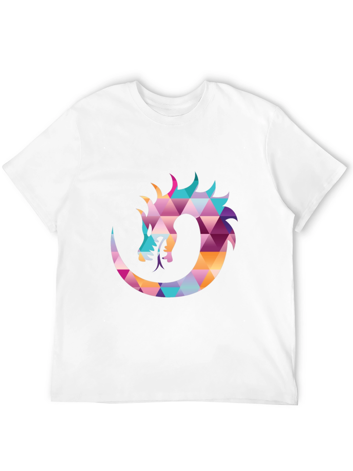 Geometric Dragon Print Black T-Shirt