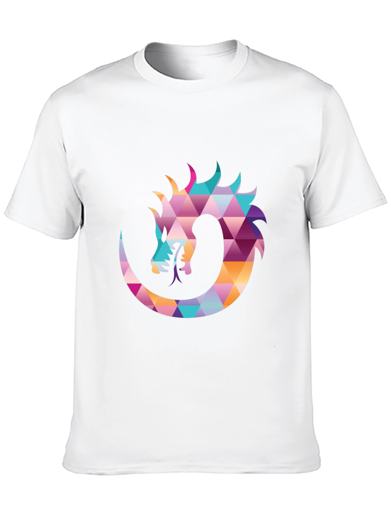 Geometric Dragon Print Black T-Shirt