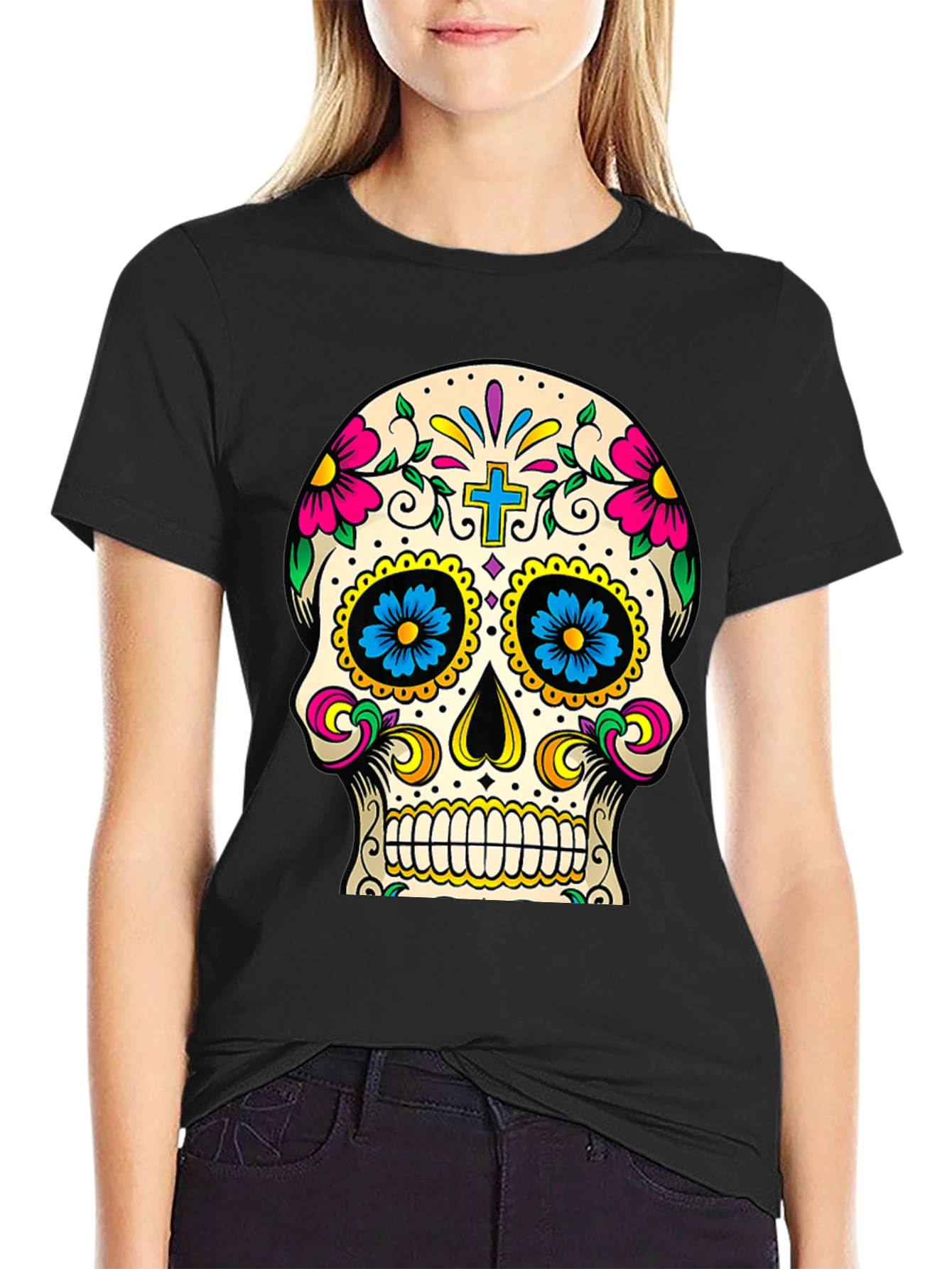 Day of the Dead Sugar Skull T-Shirt - Black