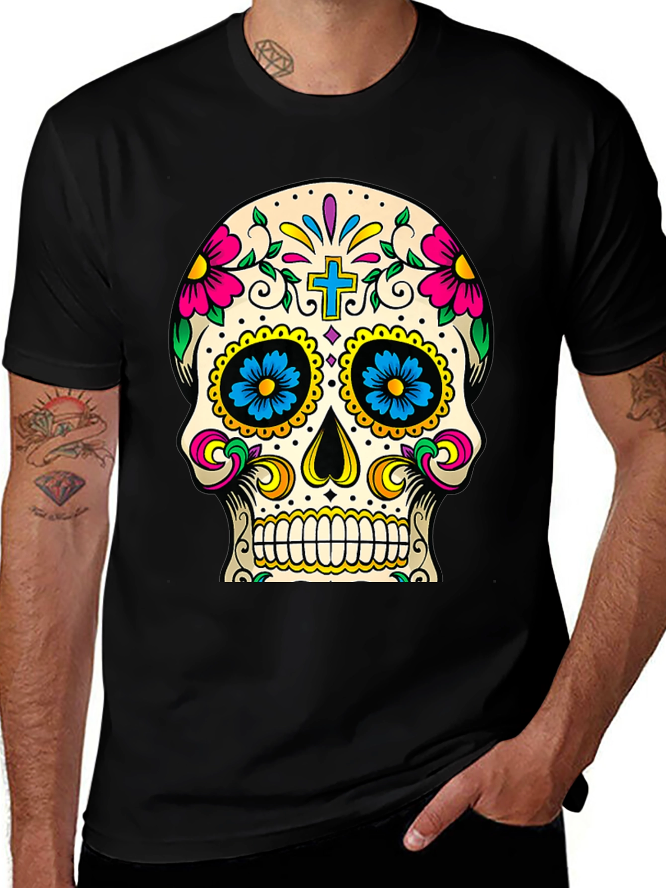 Day of the Dead Sugar Skull T-Shirt - Black