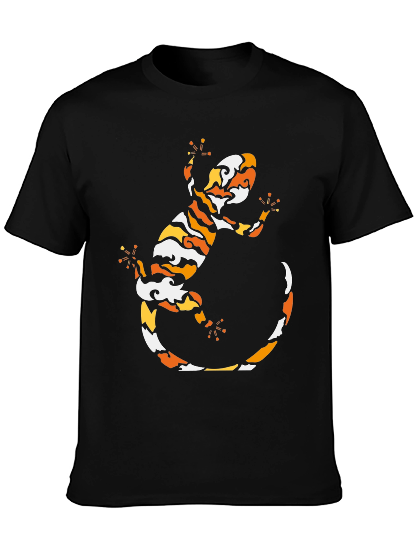 Cool Gecko Pattern Black T-Shirt