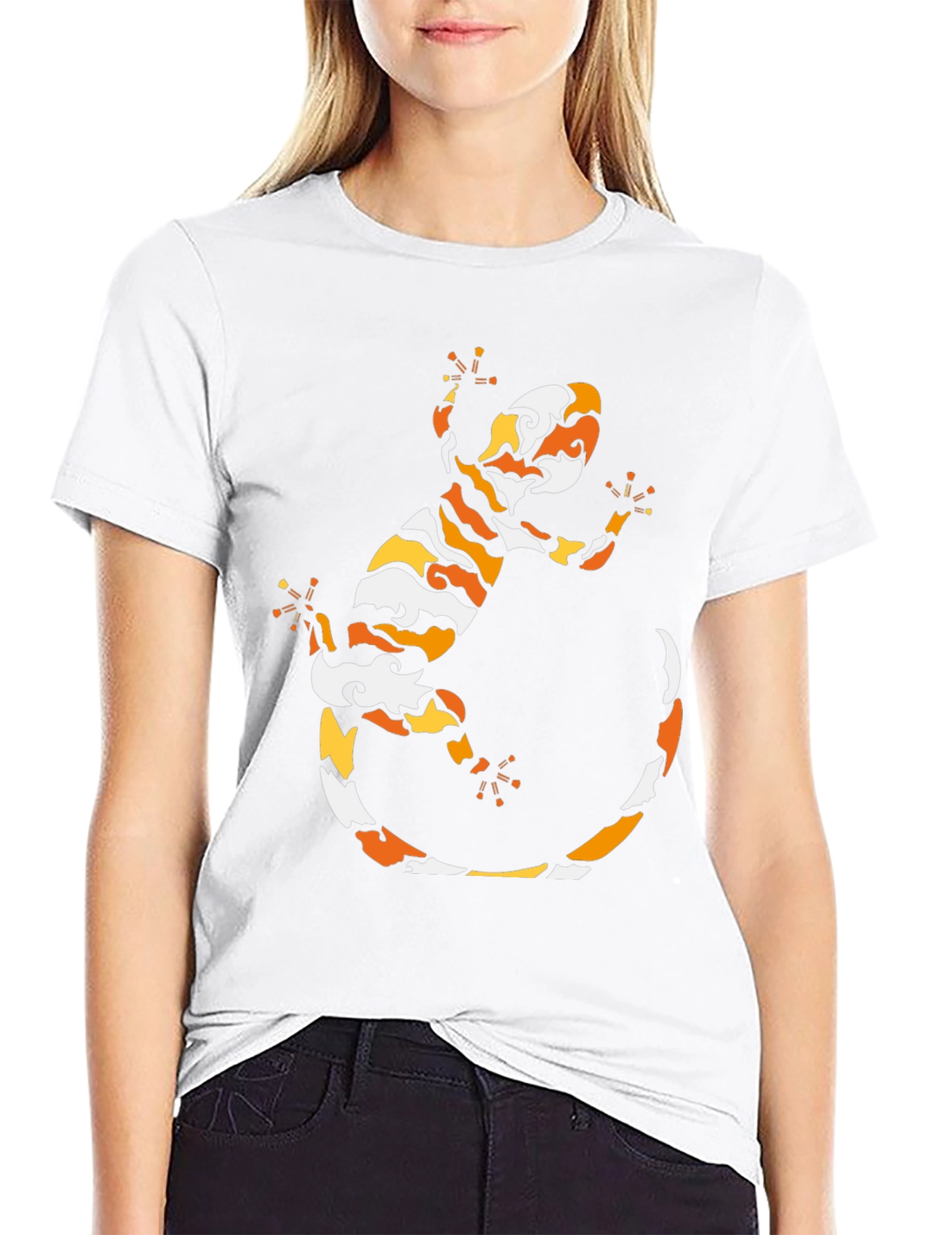 Cool Gecko Pattern Black T-Shirt