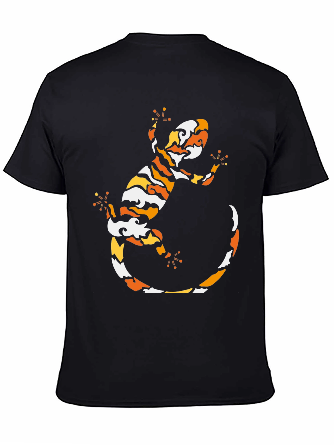 Cool Gecko Pattern Black T-Shirt