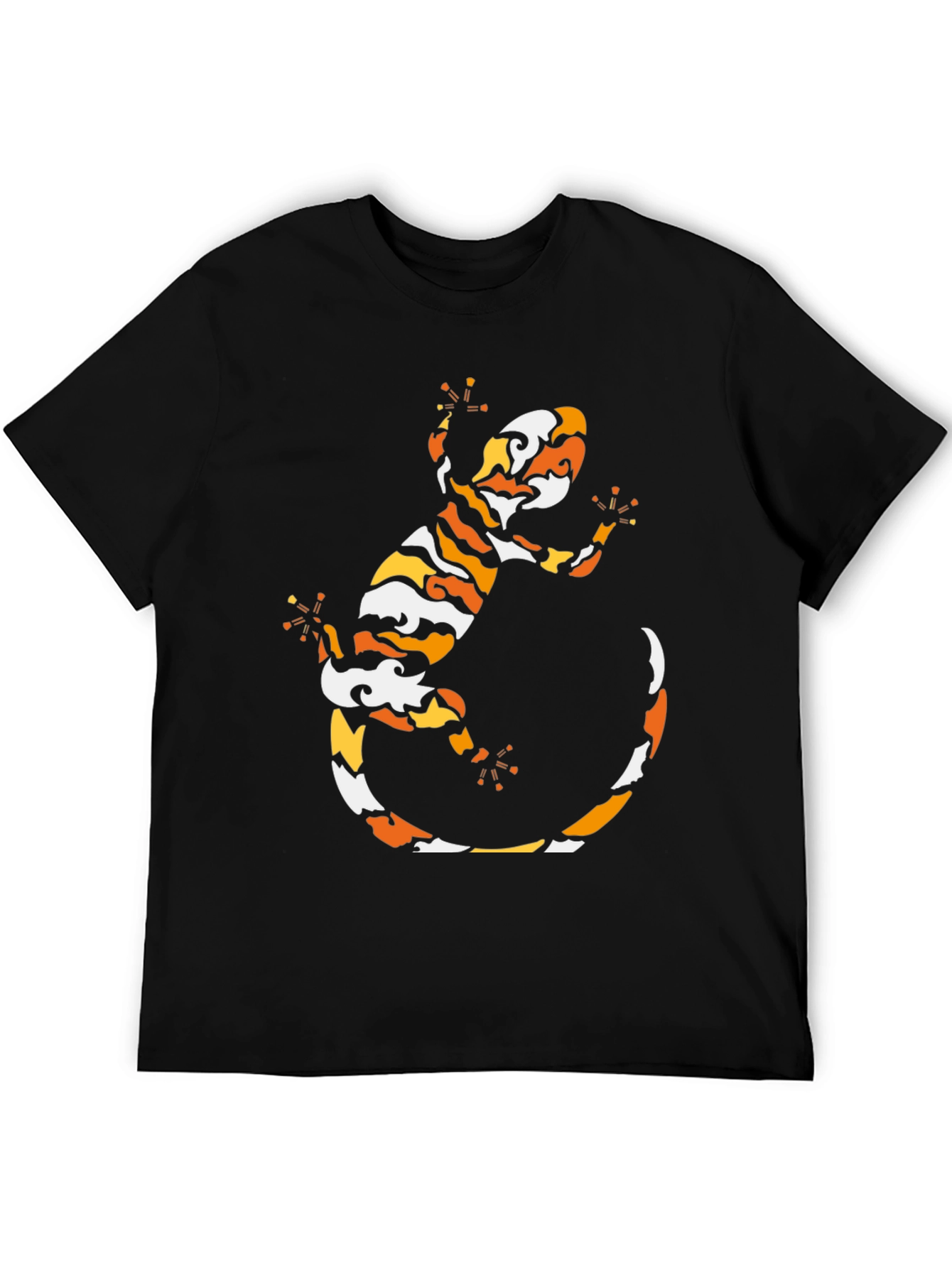Cool Gecko Pattern Black T-Shirt