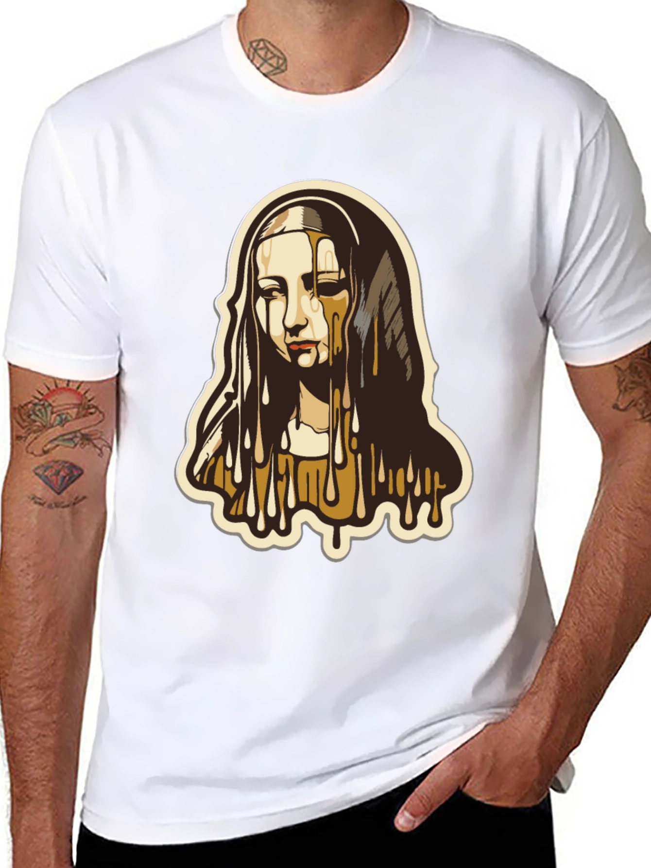 Melting Madonna Graphic Tee - Black Cotton Blend T-Shirt