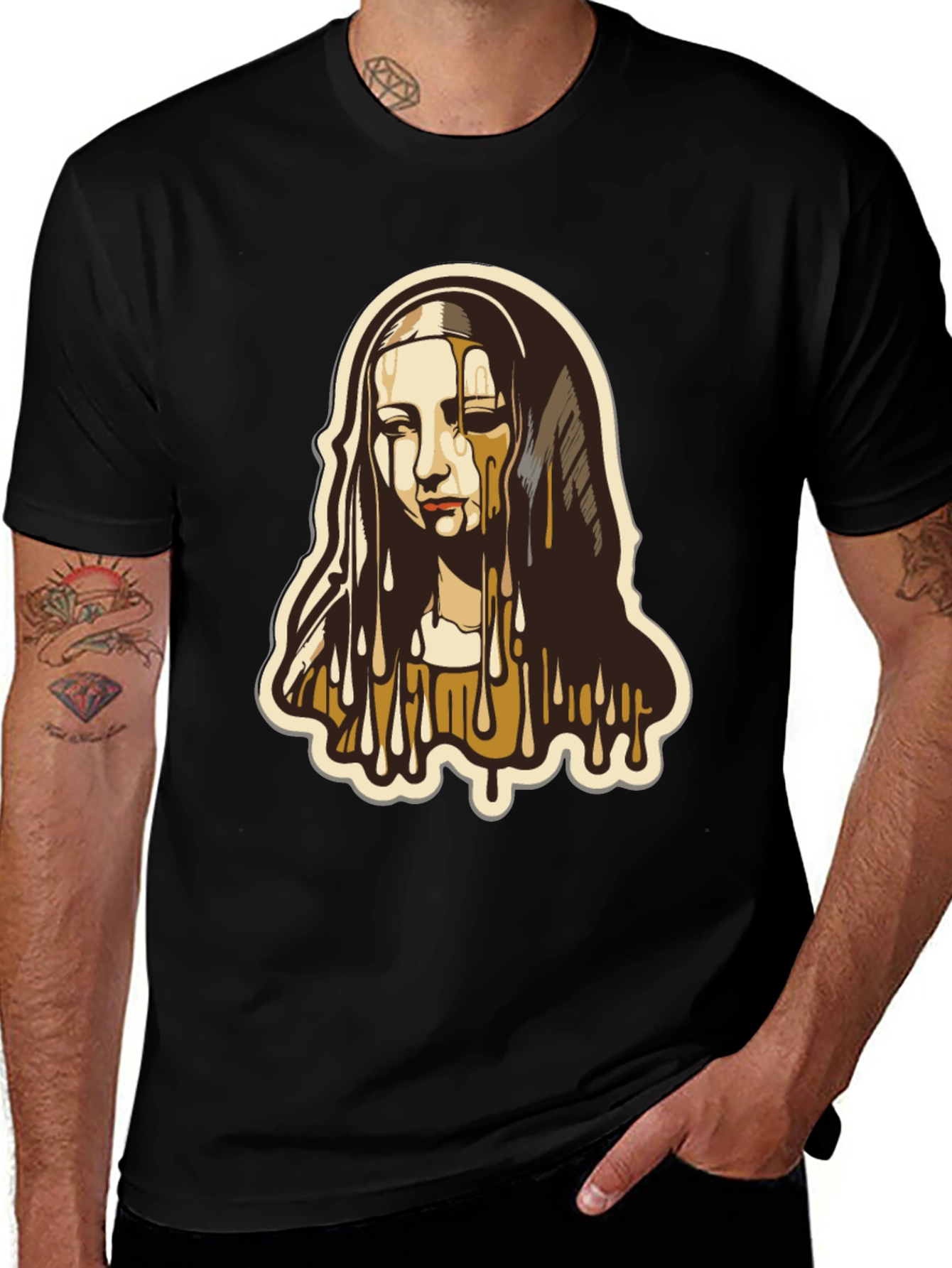 Melting Madonna Graphic Tee - Black Cotton Blend T-Shirt