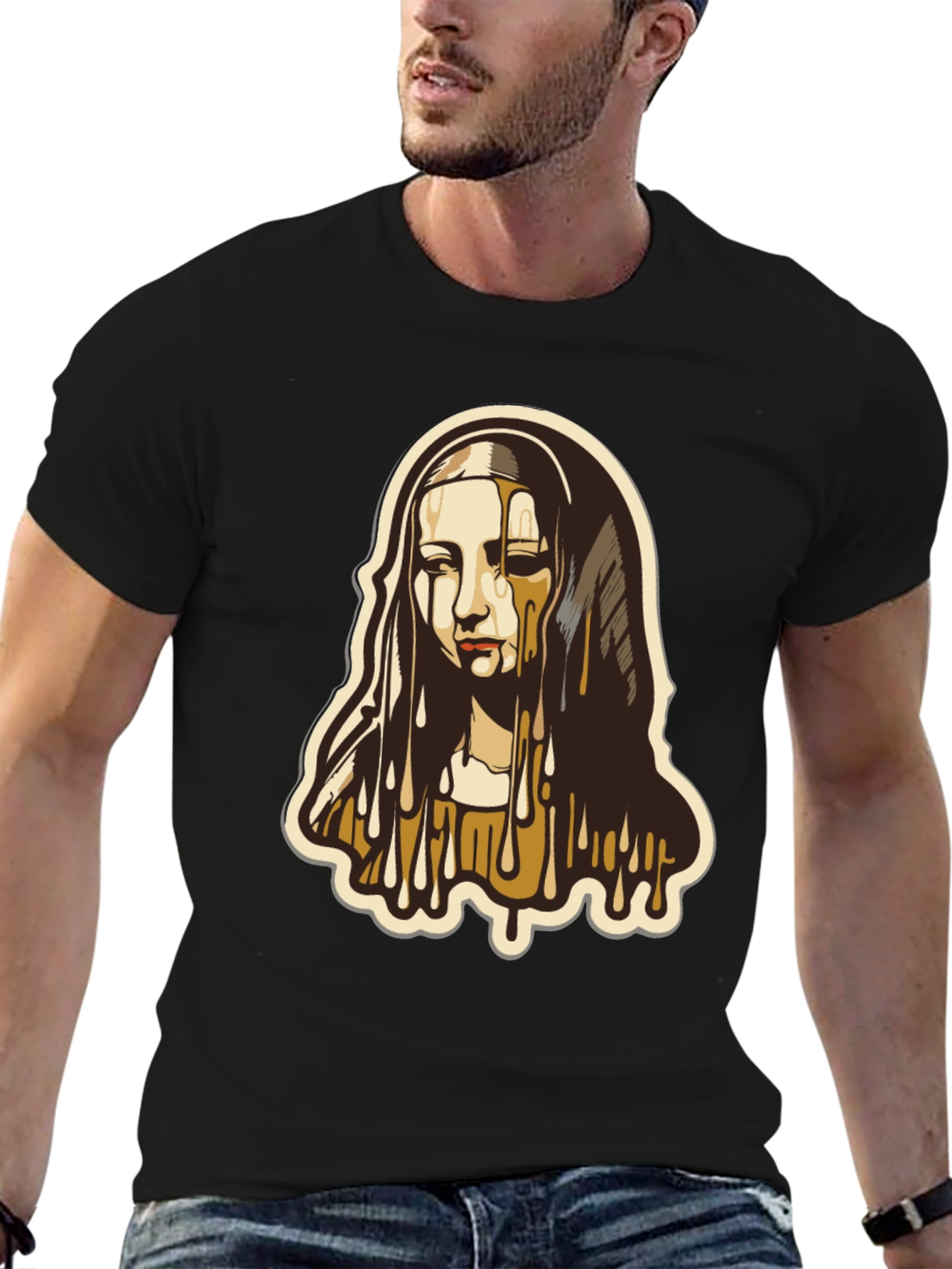 Melting Madonna Graphic Tee - Black Cotton Blend T-Shirt