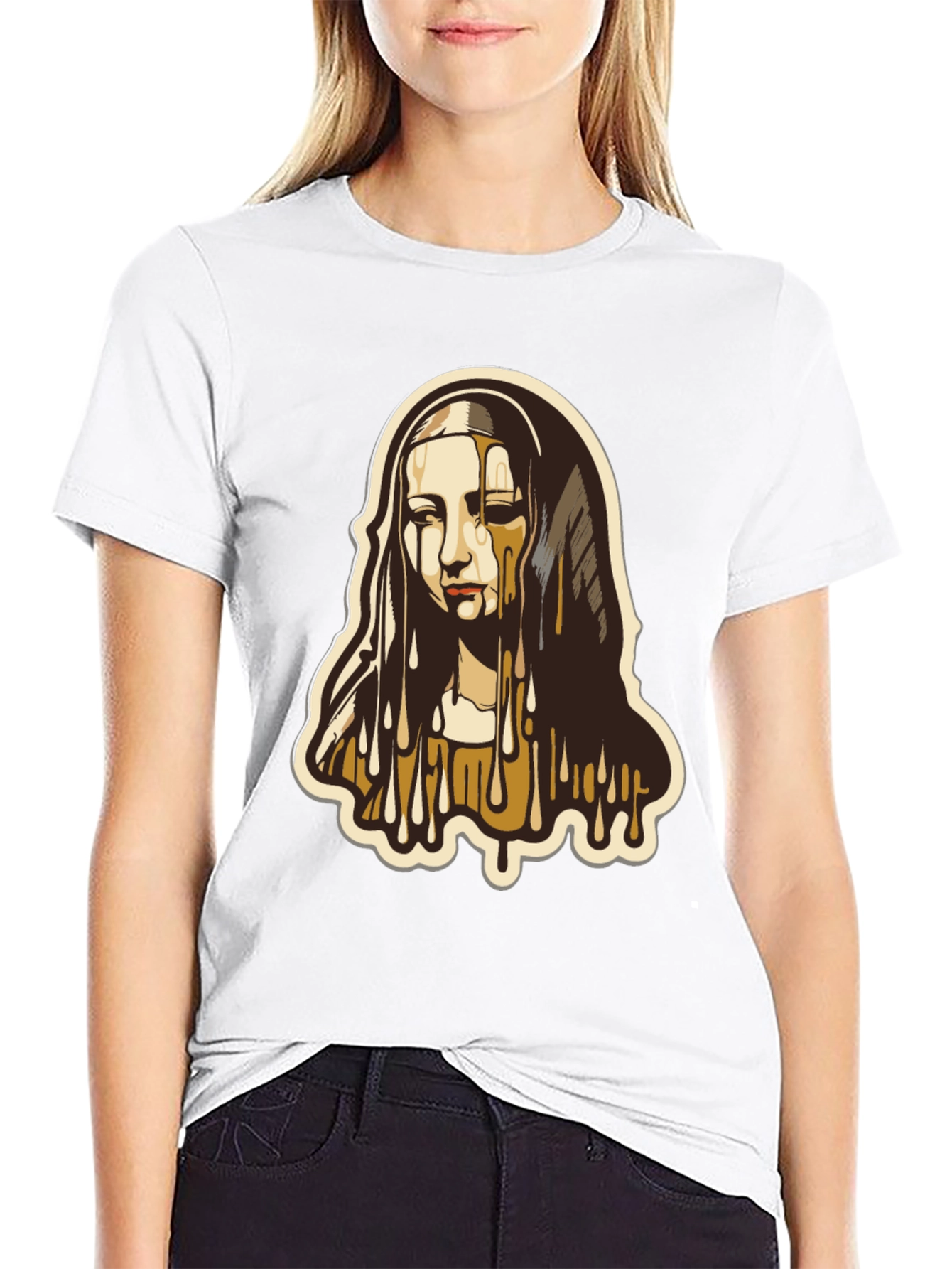 Melting Madonna Graphic Tee - Black Cotton Blend T-Shirt