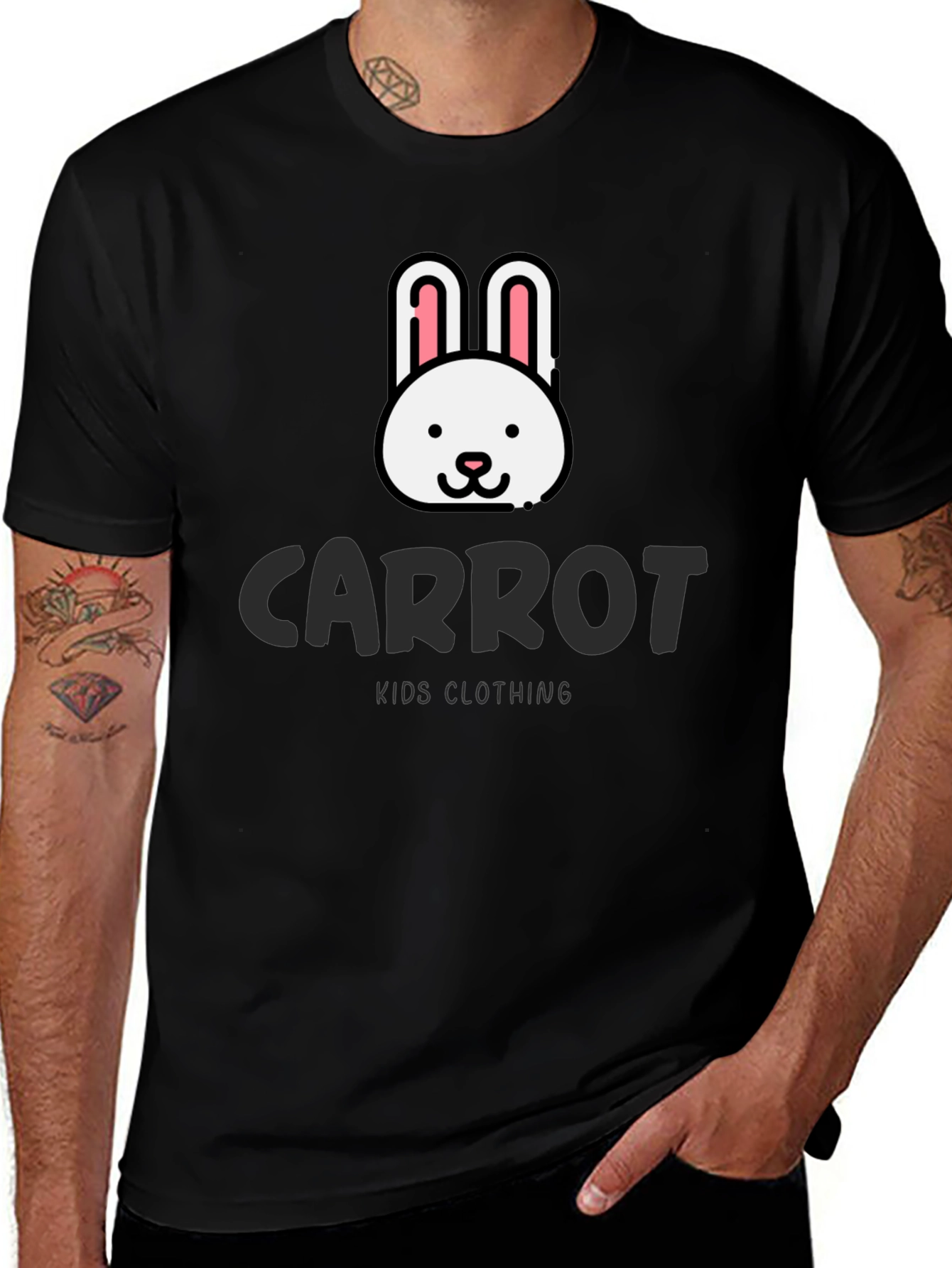 Carrot Kids Clothing Black T-Shirt with Bunny