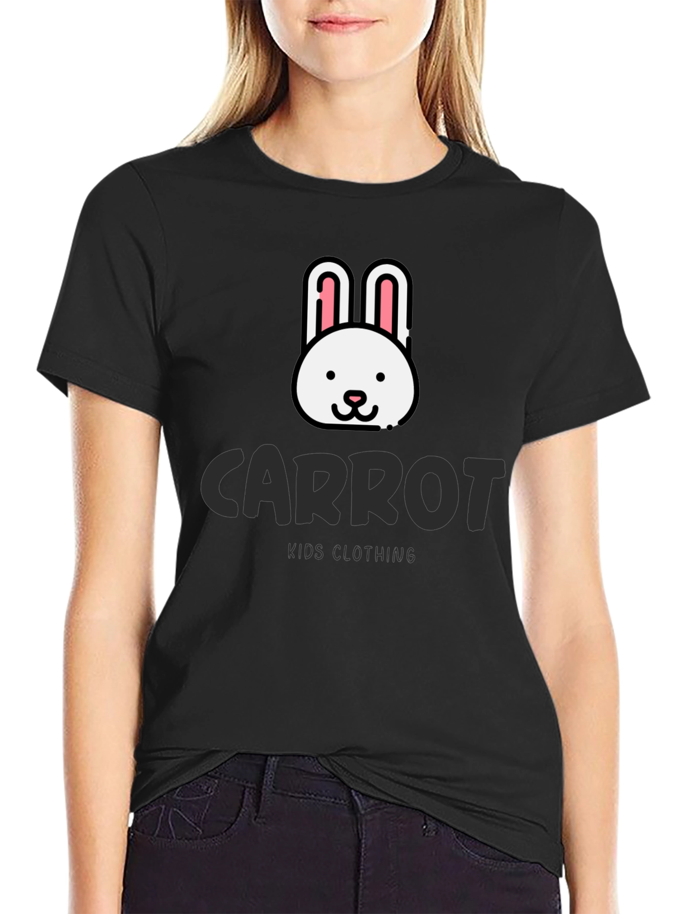 Carrot Kids Clothing Black T-Shirt with Bunny