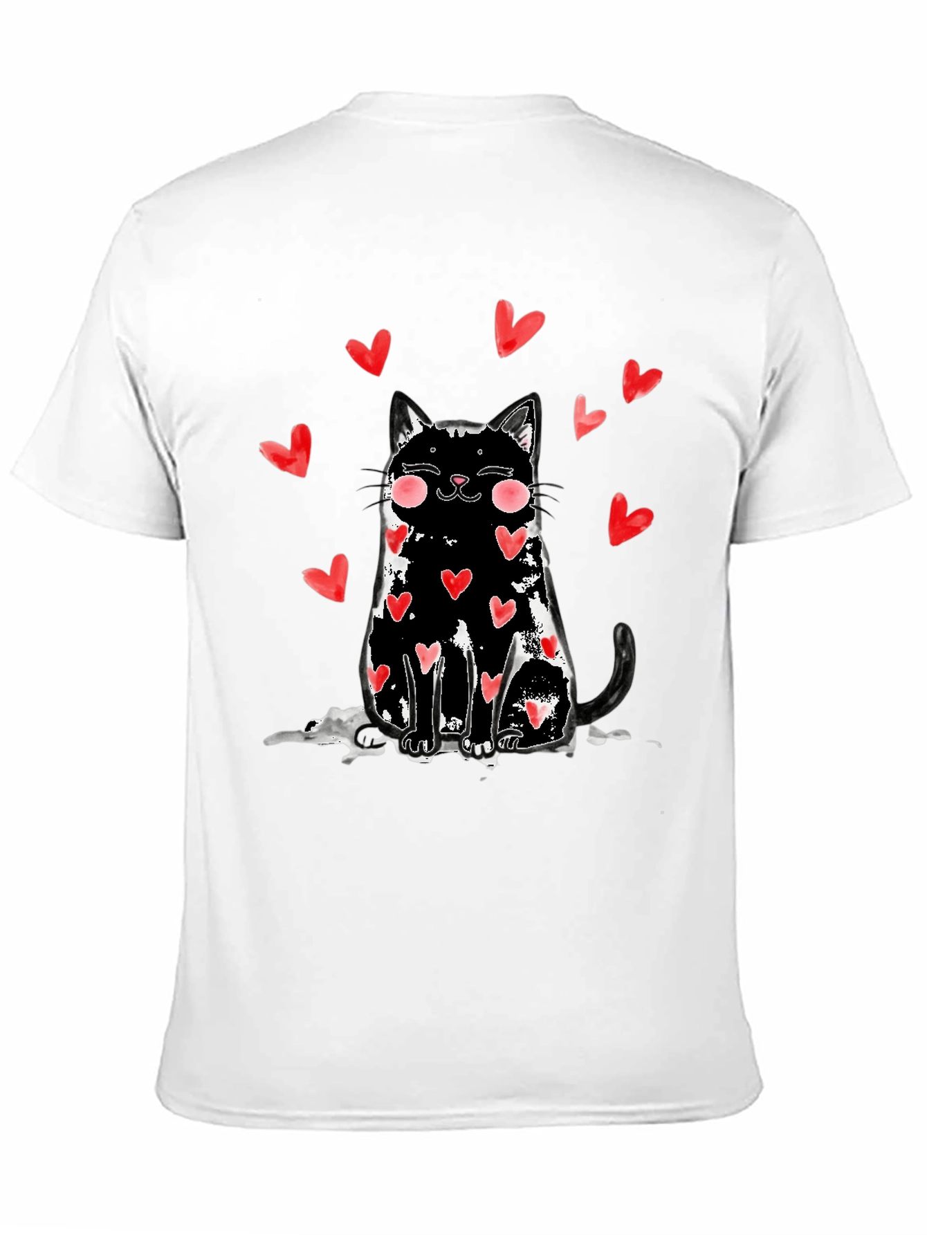 Black Cat Heart T-Shirt - Cute Valentines Tee