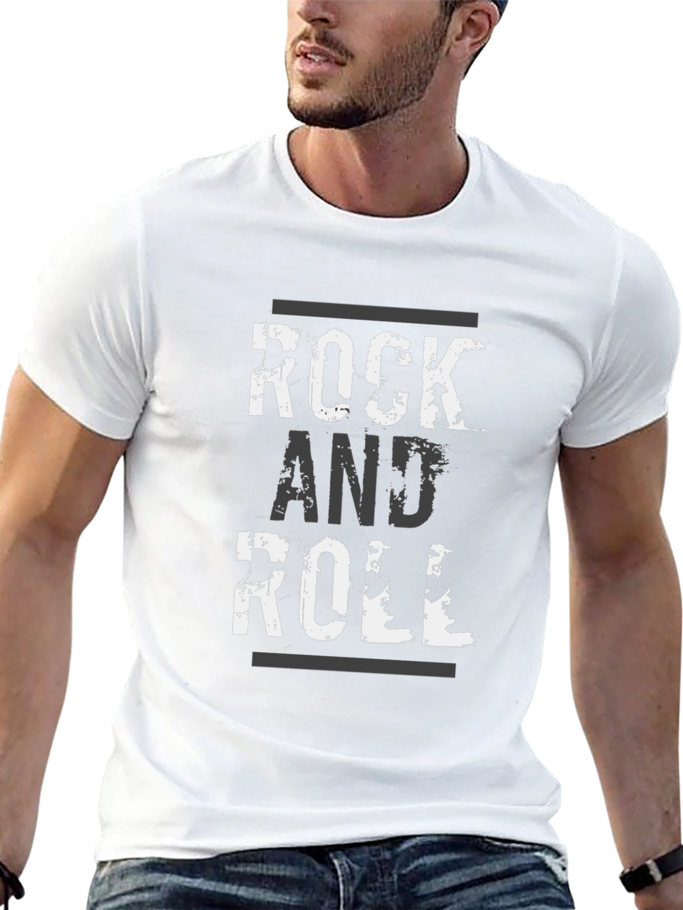 Rock and Roll Distressed Graphic T-Shirt