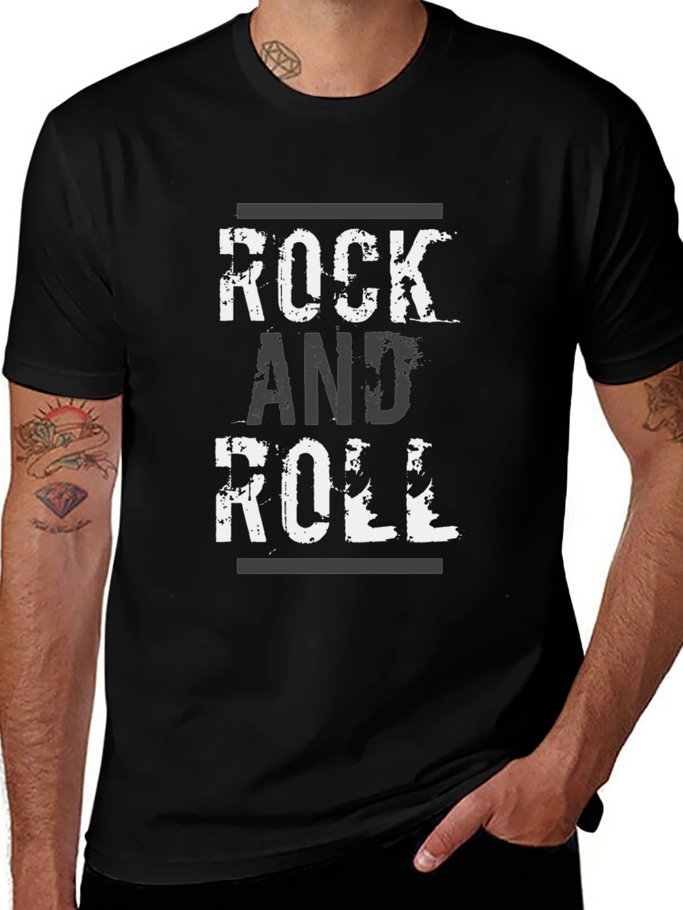 Rock and Roll Distressed Graphic T-Shirt