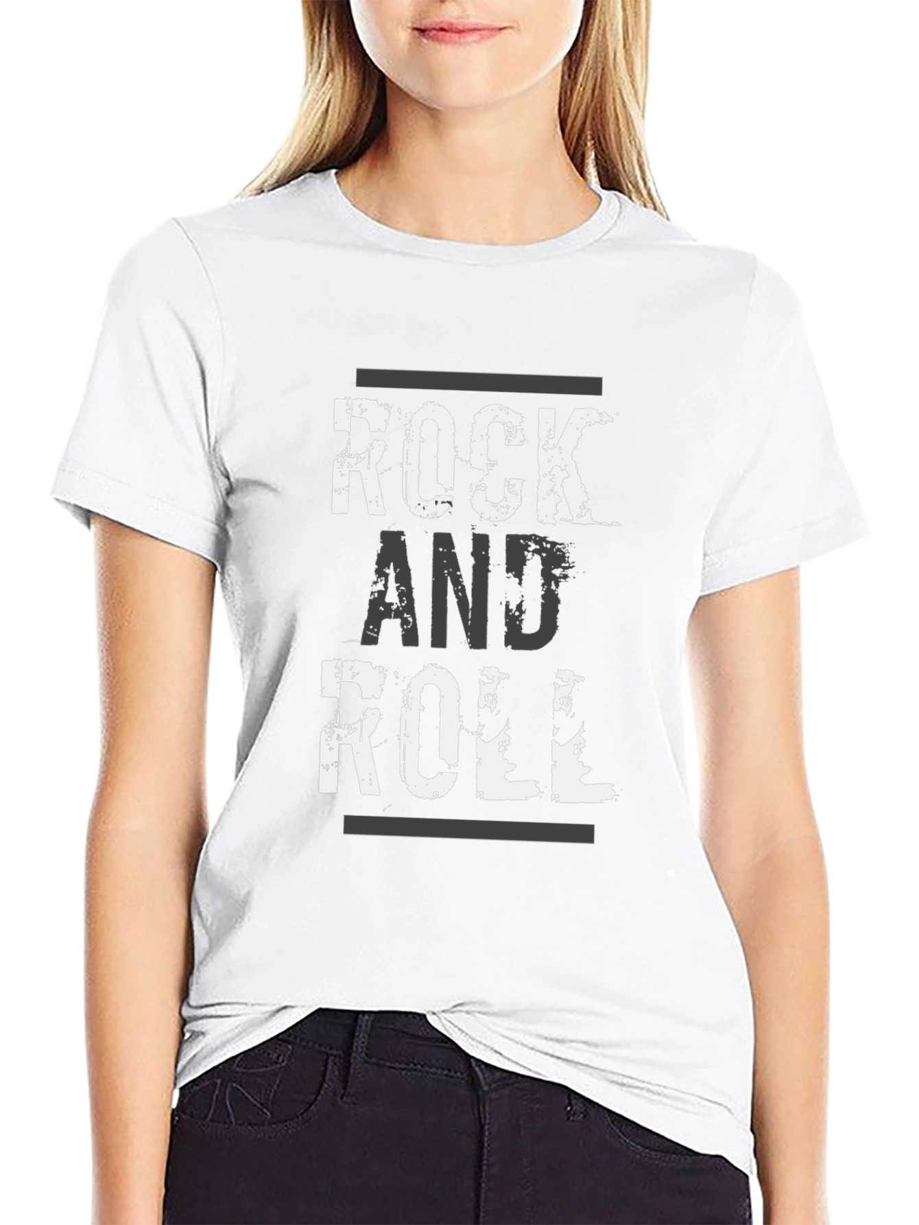 Rock and Roll Distressed Graphic T-Shirt