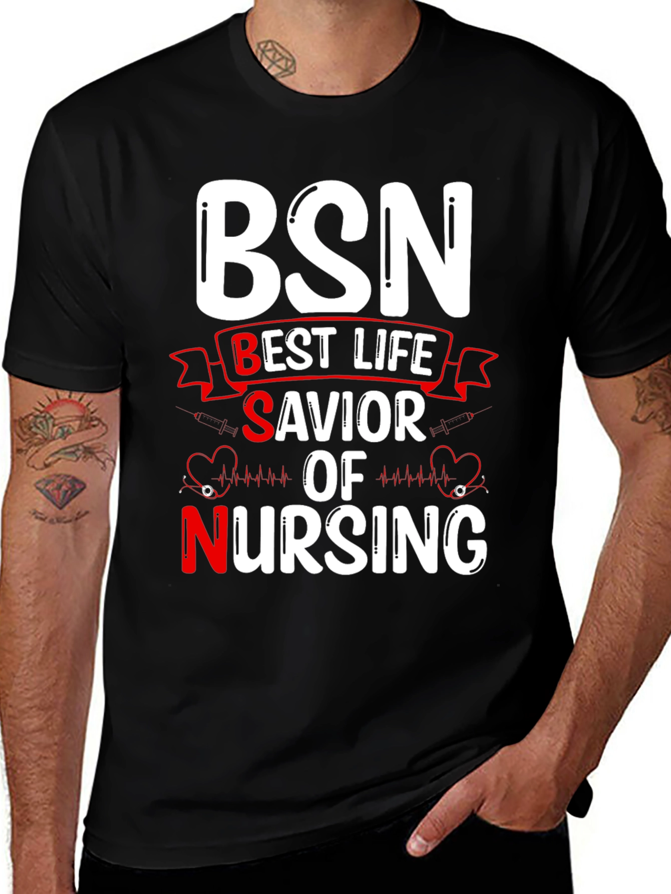 BSN Best Life Savior Nursing Graphic T-Shirt