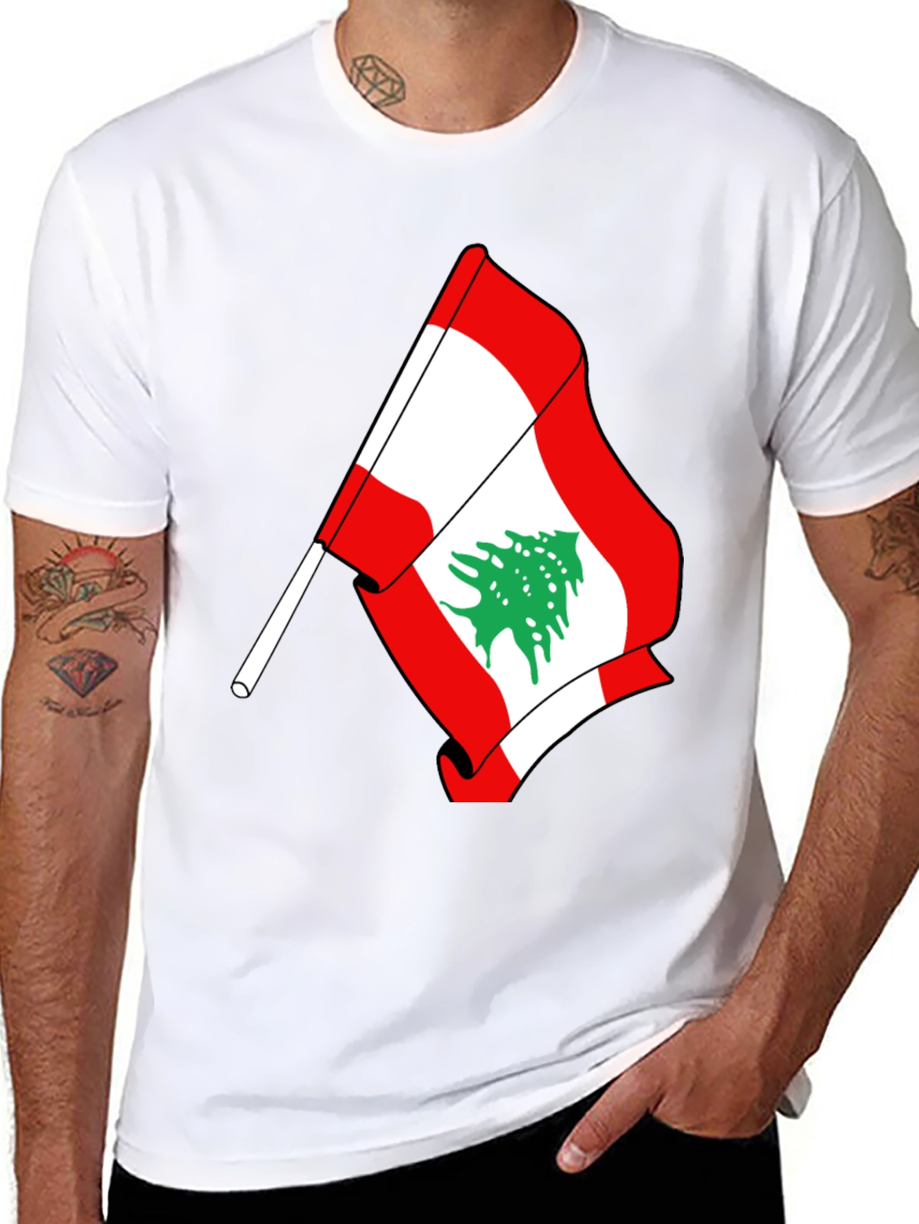 Lebanon Flag T-Shirt - Mens Black Tee
