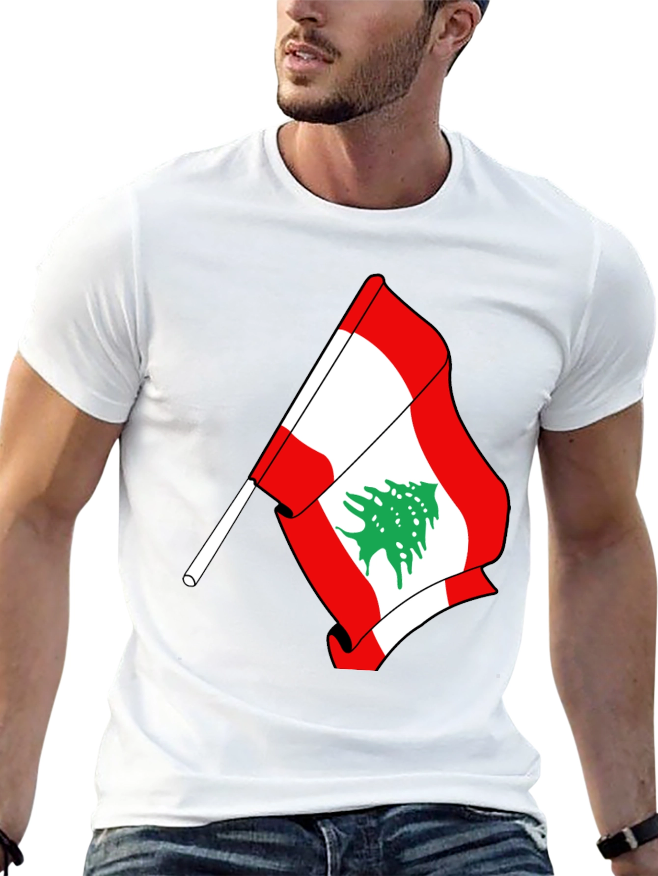 Lebanon Flag T-Shirt - Mens Black Tee