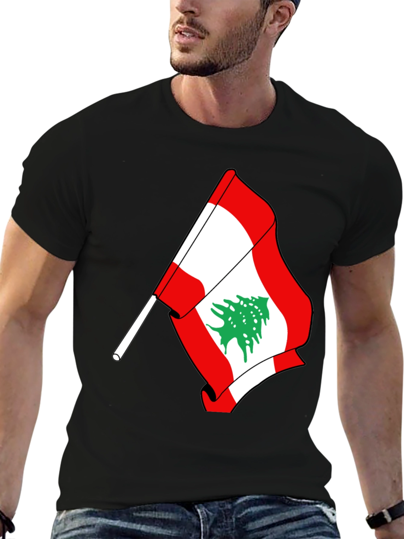 Lebanon Flag T-Shirt - Mens Black Tee