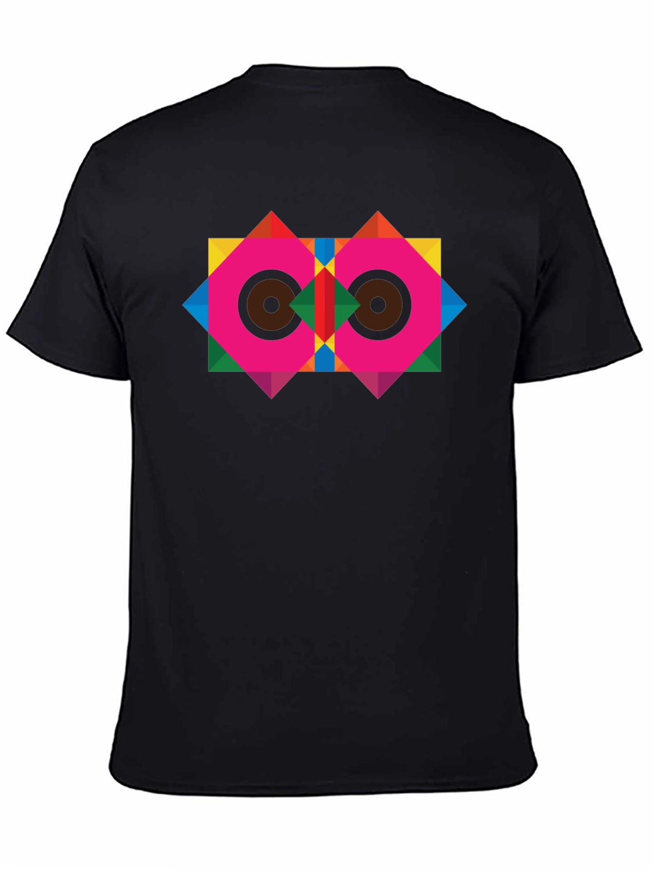Geometric Owl Graphic Black T-Shirt