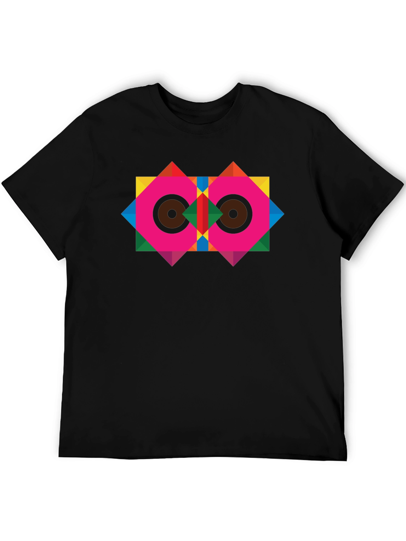 Geometric Owl Graphic Black T-Shirt