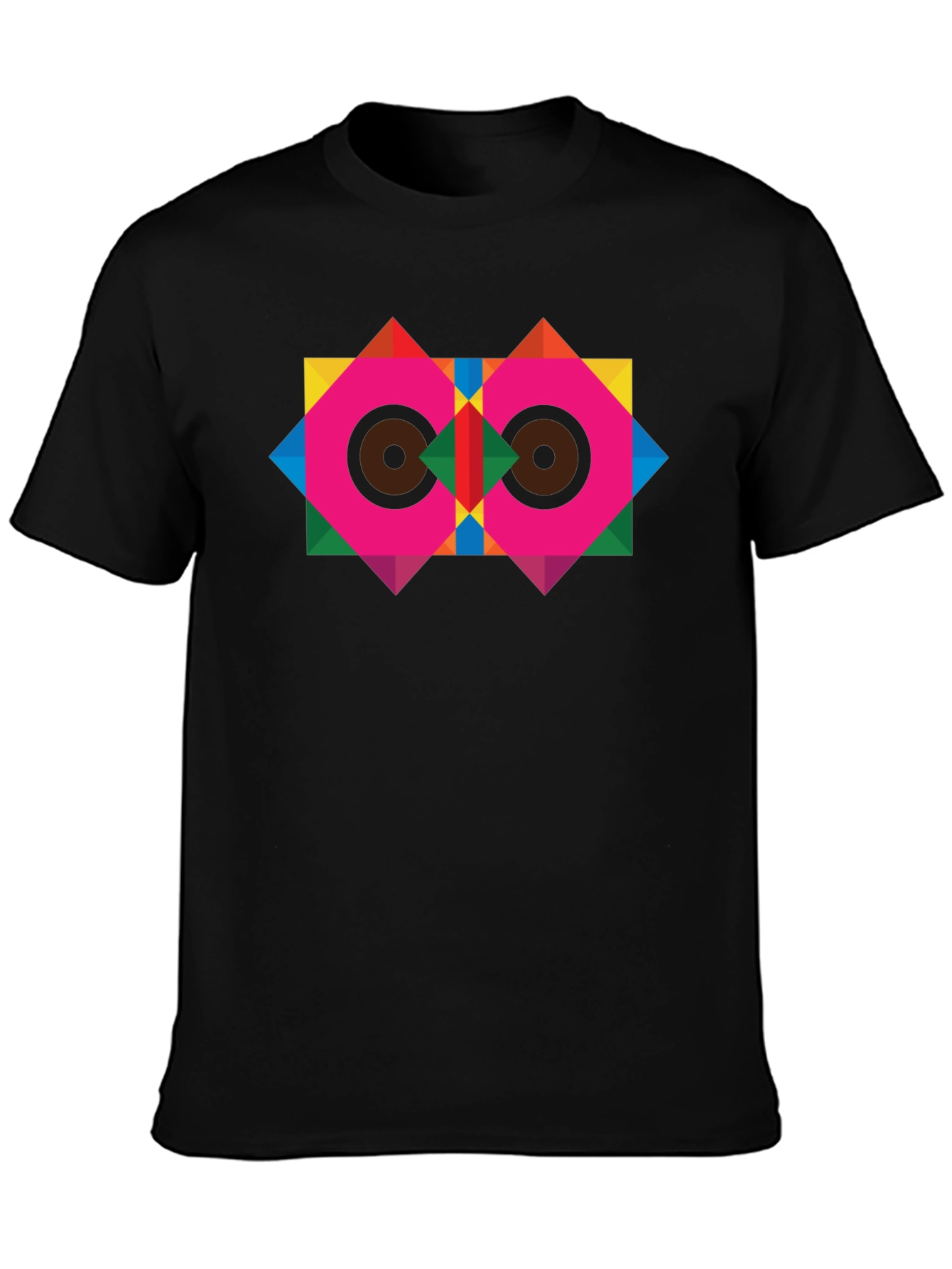 Geometric Owl Graphic Black T-Shirt